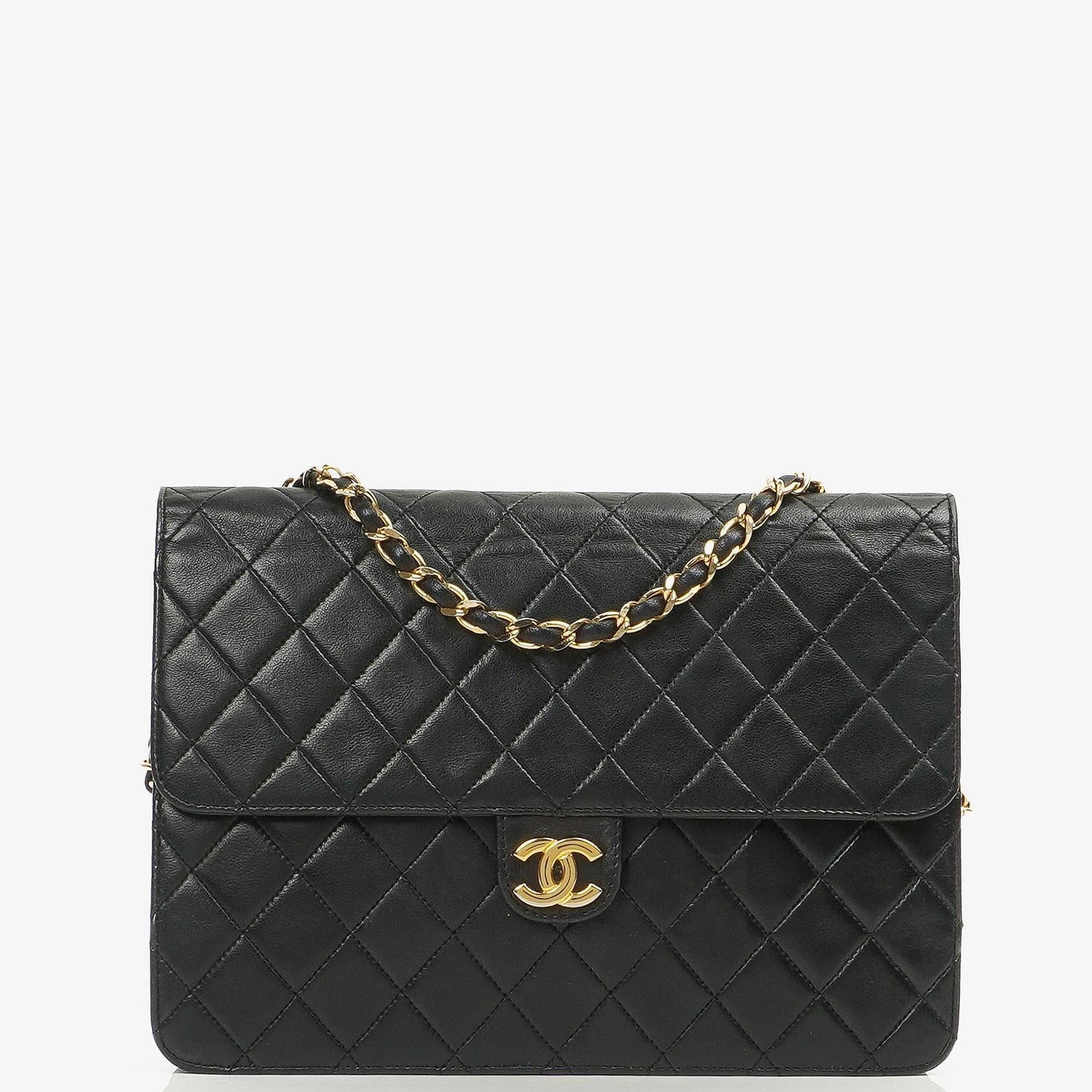 Chanel Medium Classic Single Flap Bag Dark Navy Quilted Lambskin Gold-Tone Hardware