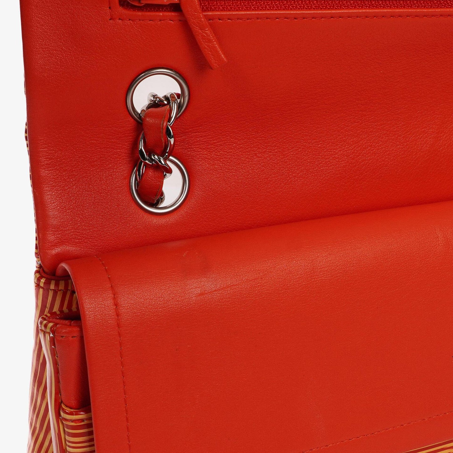 Chanel Classic Striped Patent Leather Medium Double Flap Bag, 2014