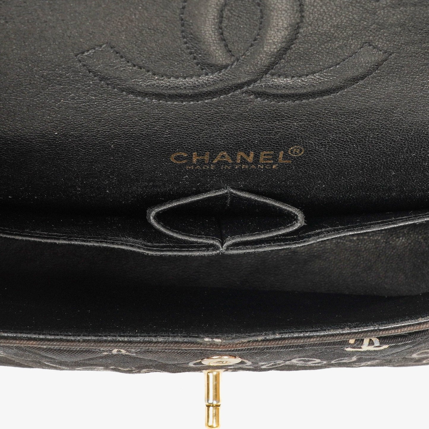 Chanel Medium Coco Black White Printed Quilted Canvas Double Flap Bag