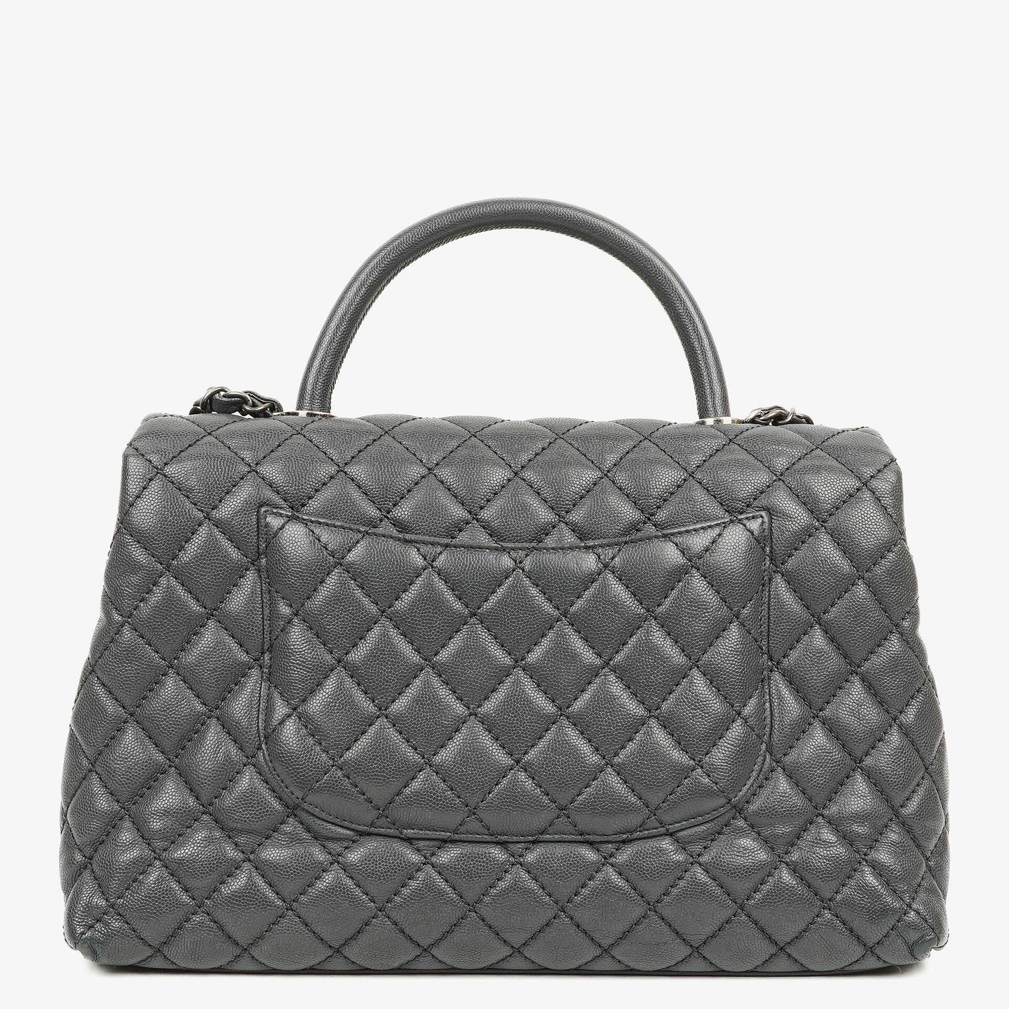 Chanel Medium Coco Handle Grey Quilted Caviar Leather Handle Bag
