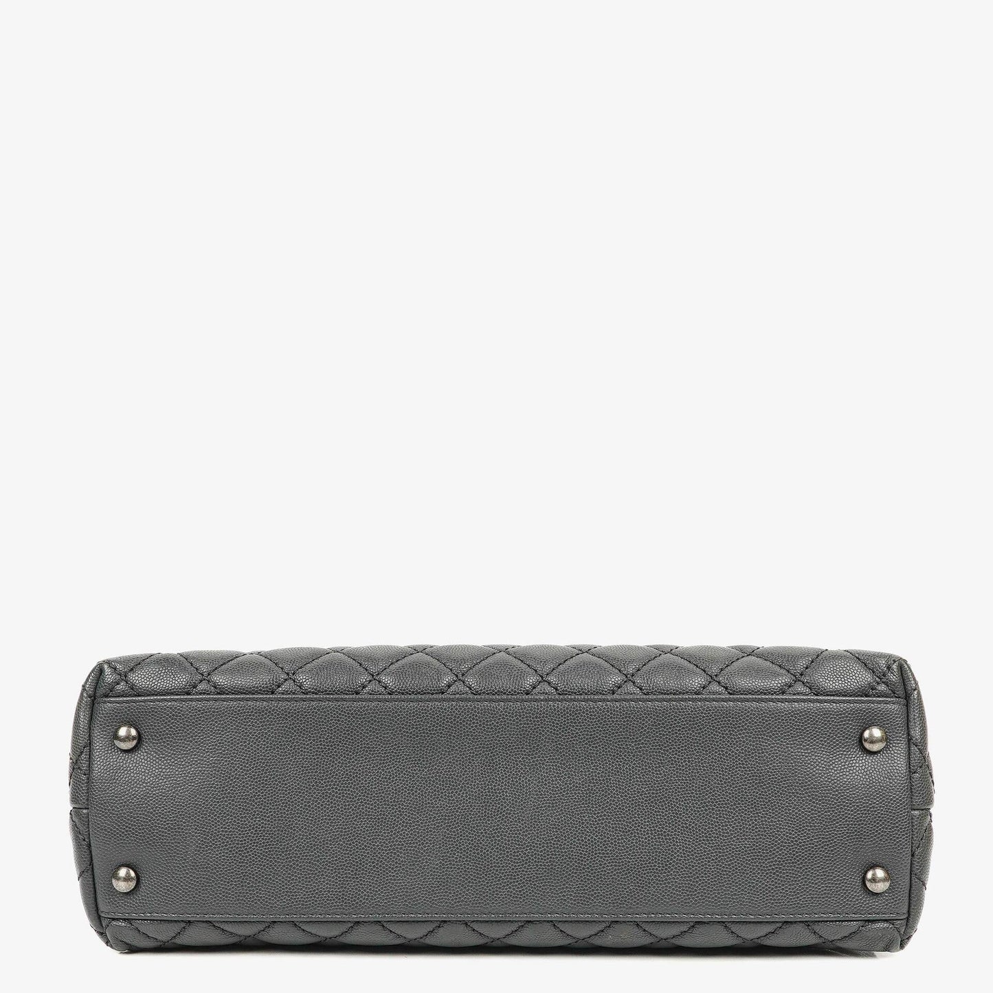 Chanel Medium Coco Handle Grey Quilted Caviar Leather Handle Bag