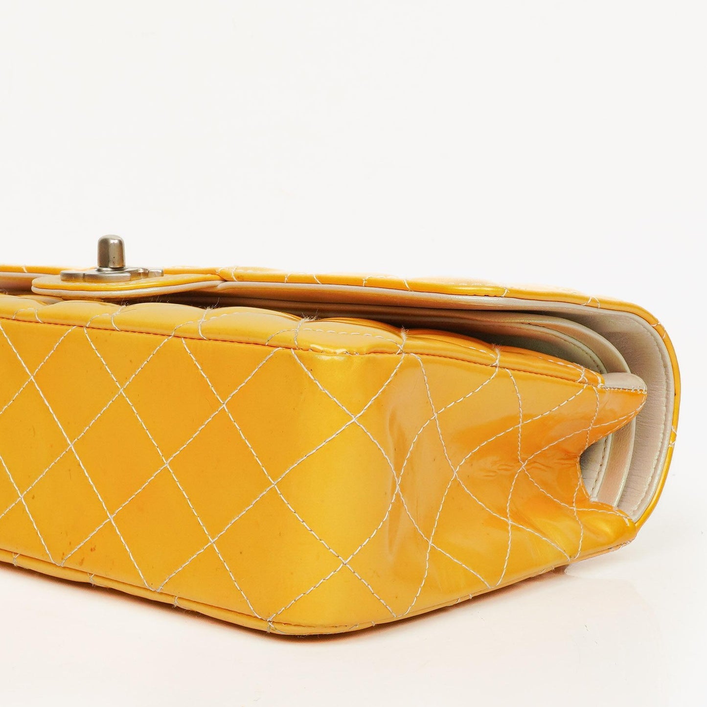 Chanel Medium Double Flap Bag Quilted Patent Leather With Silver-Tone Hardware