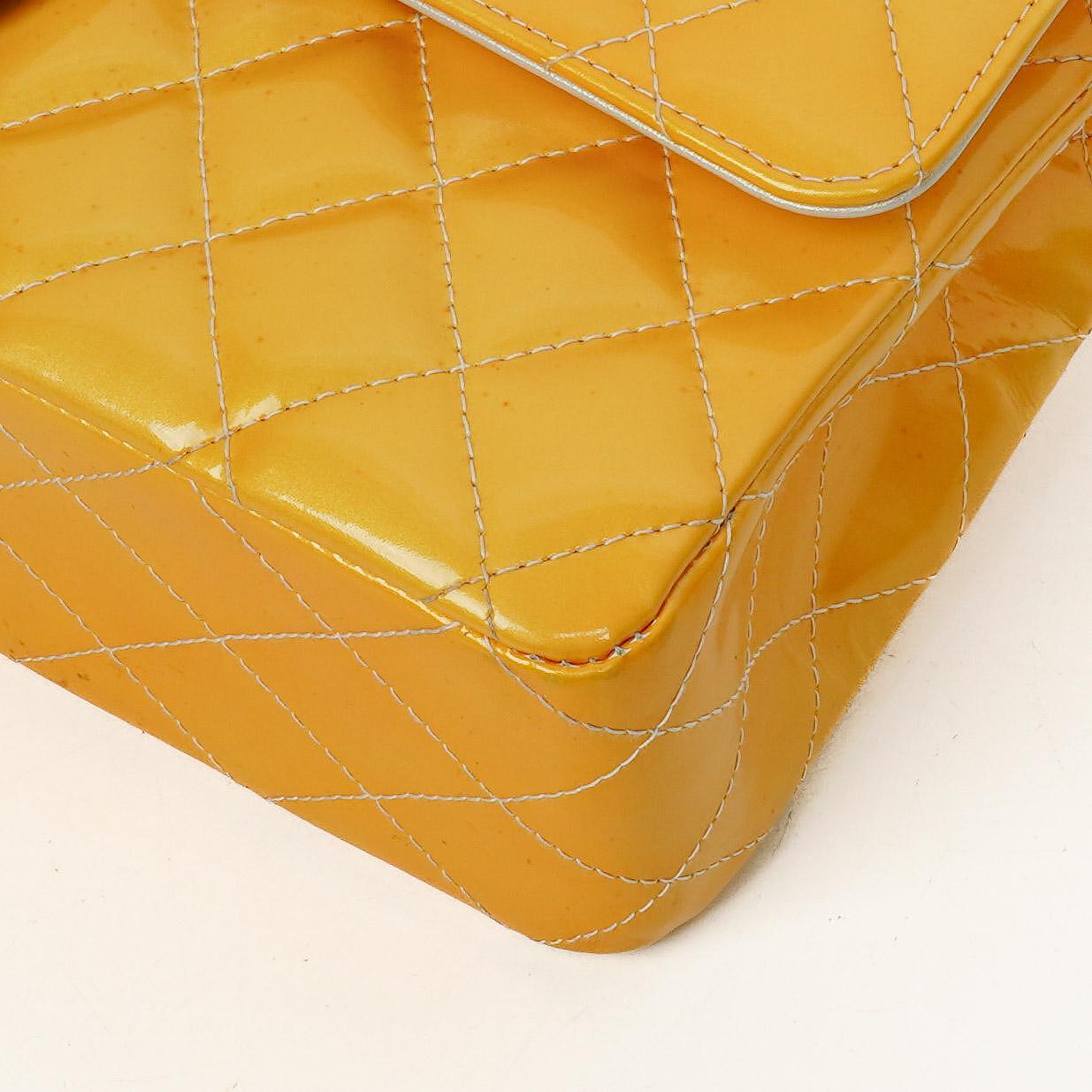 Chanel Medium Double Flap Bag Quilted Patent Leather With Silver-Tone Hardware