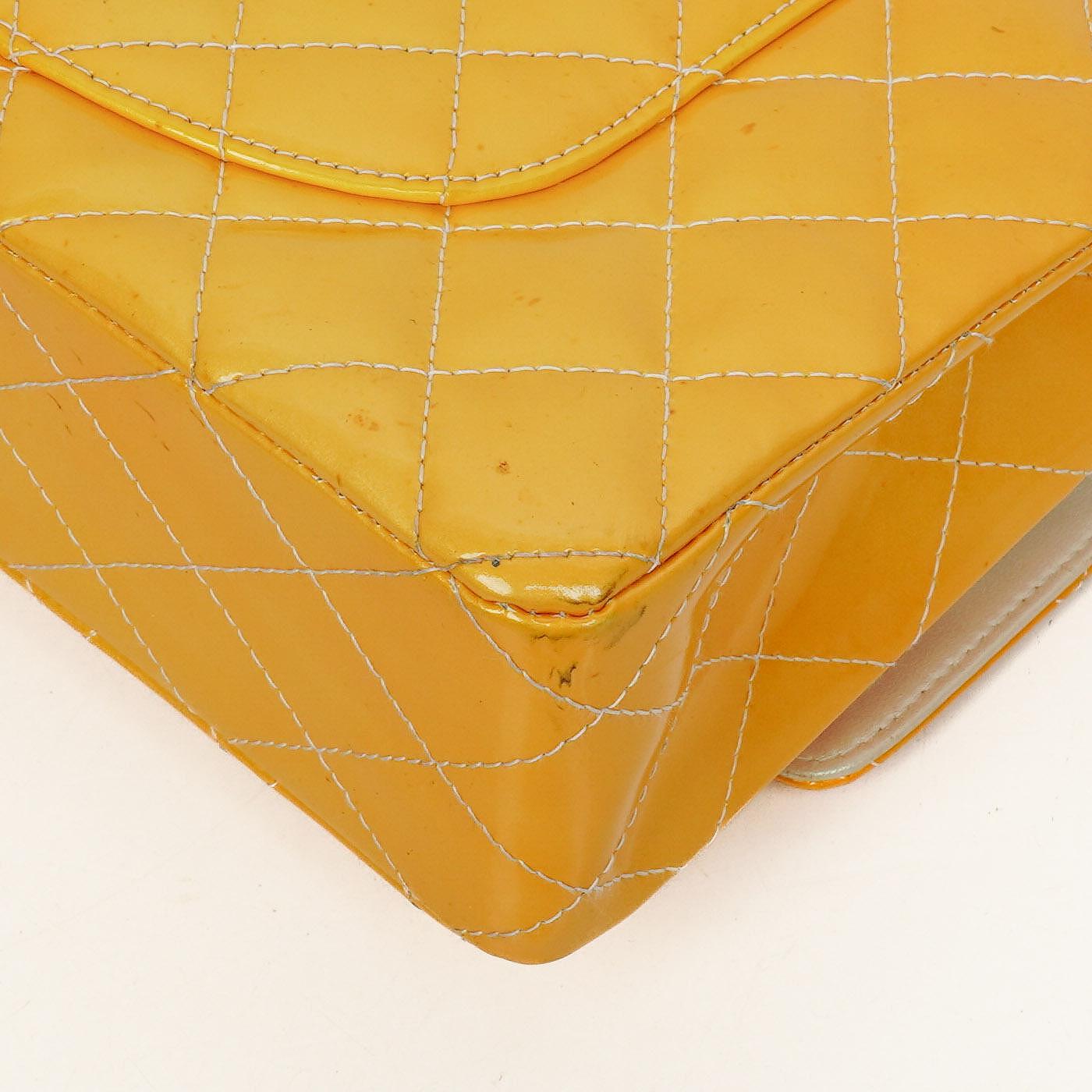 Chanel Medium Double Flap Bag Quilted Patent Leather With Silver-Tone Hardware