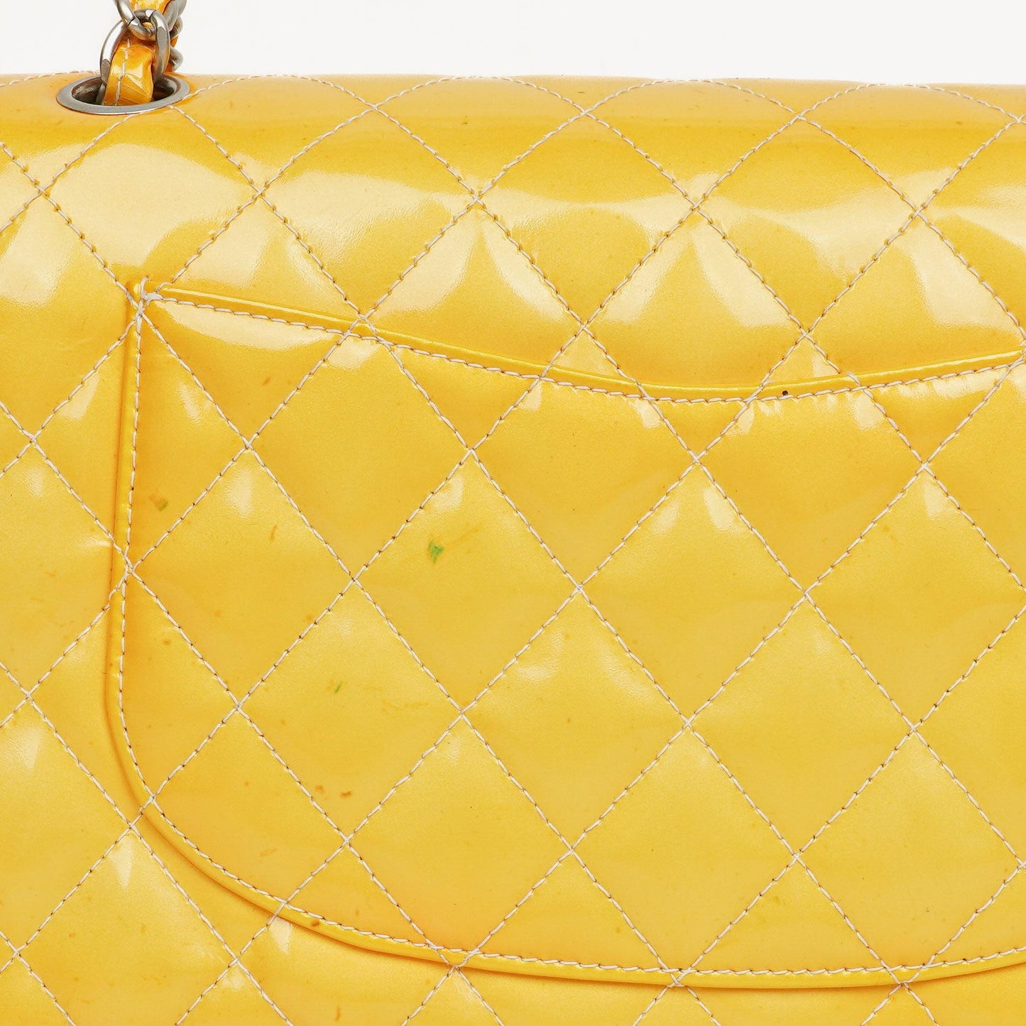 Chanel Medium Double Flap Bag Quilted Patent Leather With Silver-Tone Hardware