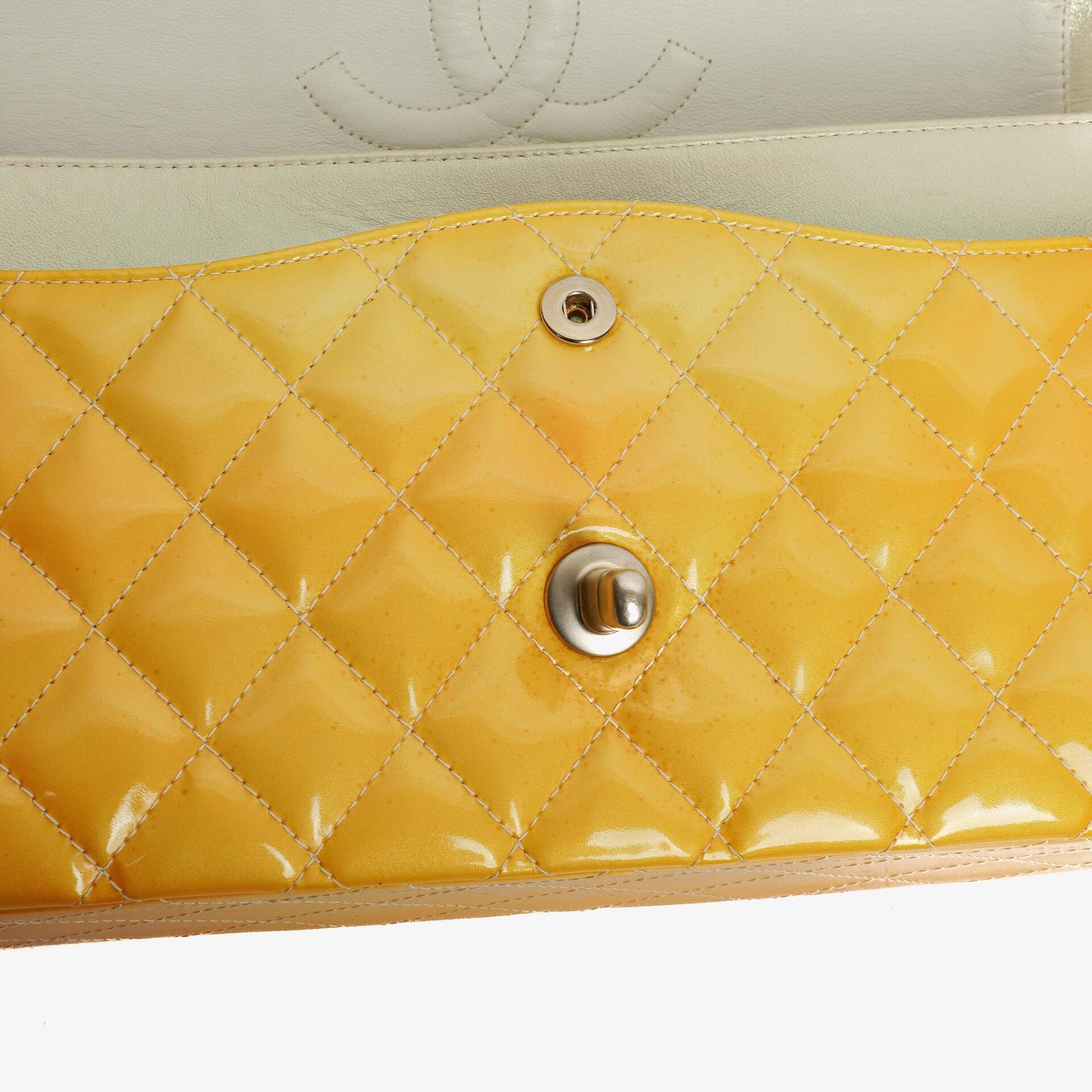 Chanel Medium Double Flap Bag Quilted Patent Leather With Silver-Tone Hardware