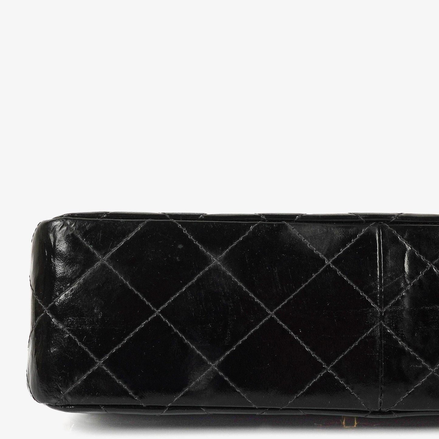 Chanel Medium Double Sided Flap Bag Black Quilted Patent Leather 24K Gold-Plated Hardware