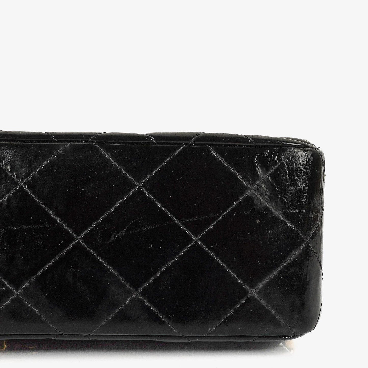 Chanel Medium Double Sided Flap Bag Black Quilted Patent Leather 24K Gold-Plated Hardware