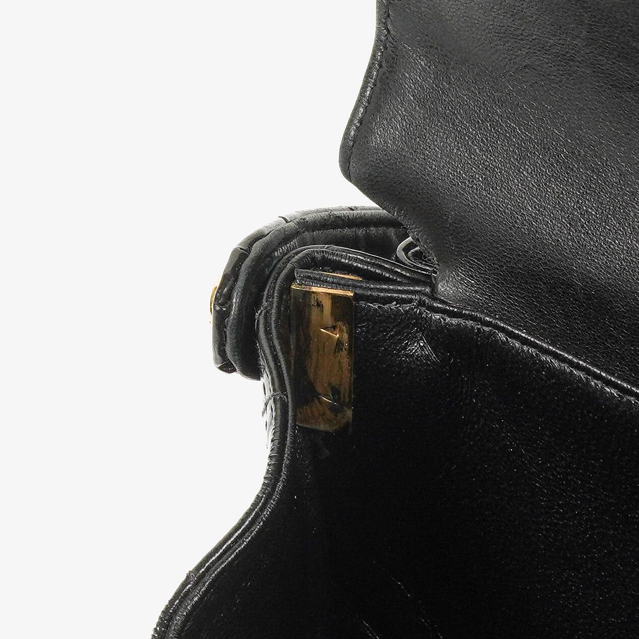 Chanel Medium Double Sided Flap Bag Black Quilted Patent Leather 24K Gold-Plated Hardware
