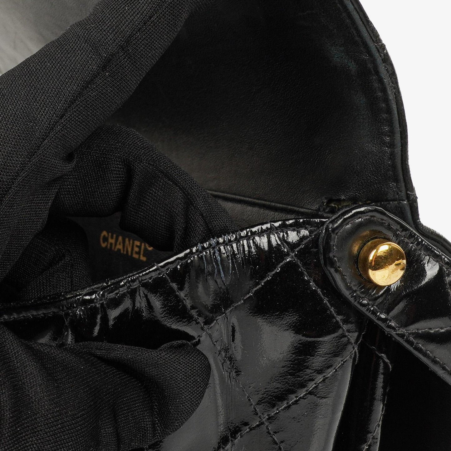 Chanel Medium Double Sided Flap Bag Black Quilted Patent Leather 24K Gold-Plated Hardware
