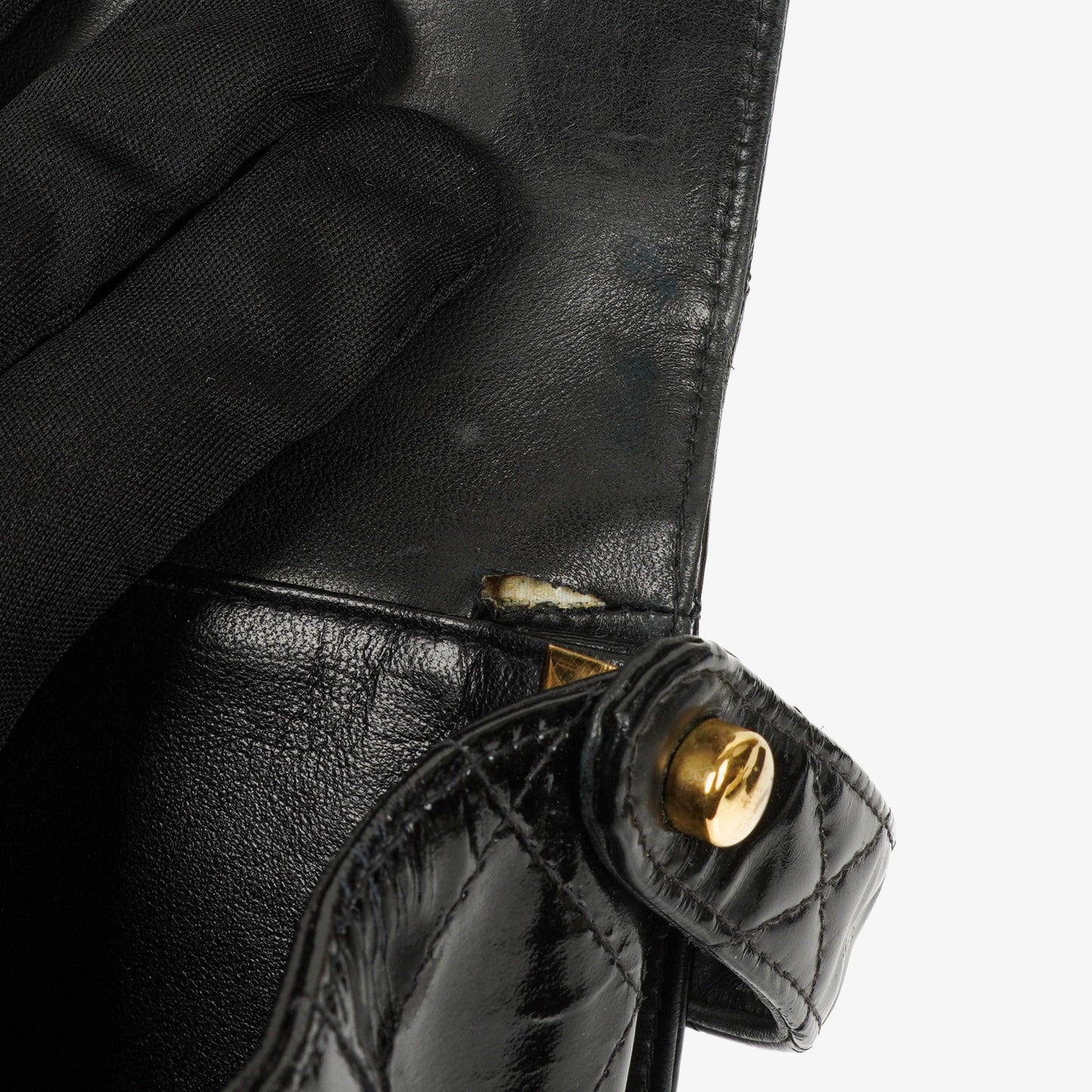 Chanel Medium Double Sided Flap Bag Black Quilted Patent Leather 24K Gold-Plated Hardware