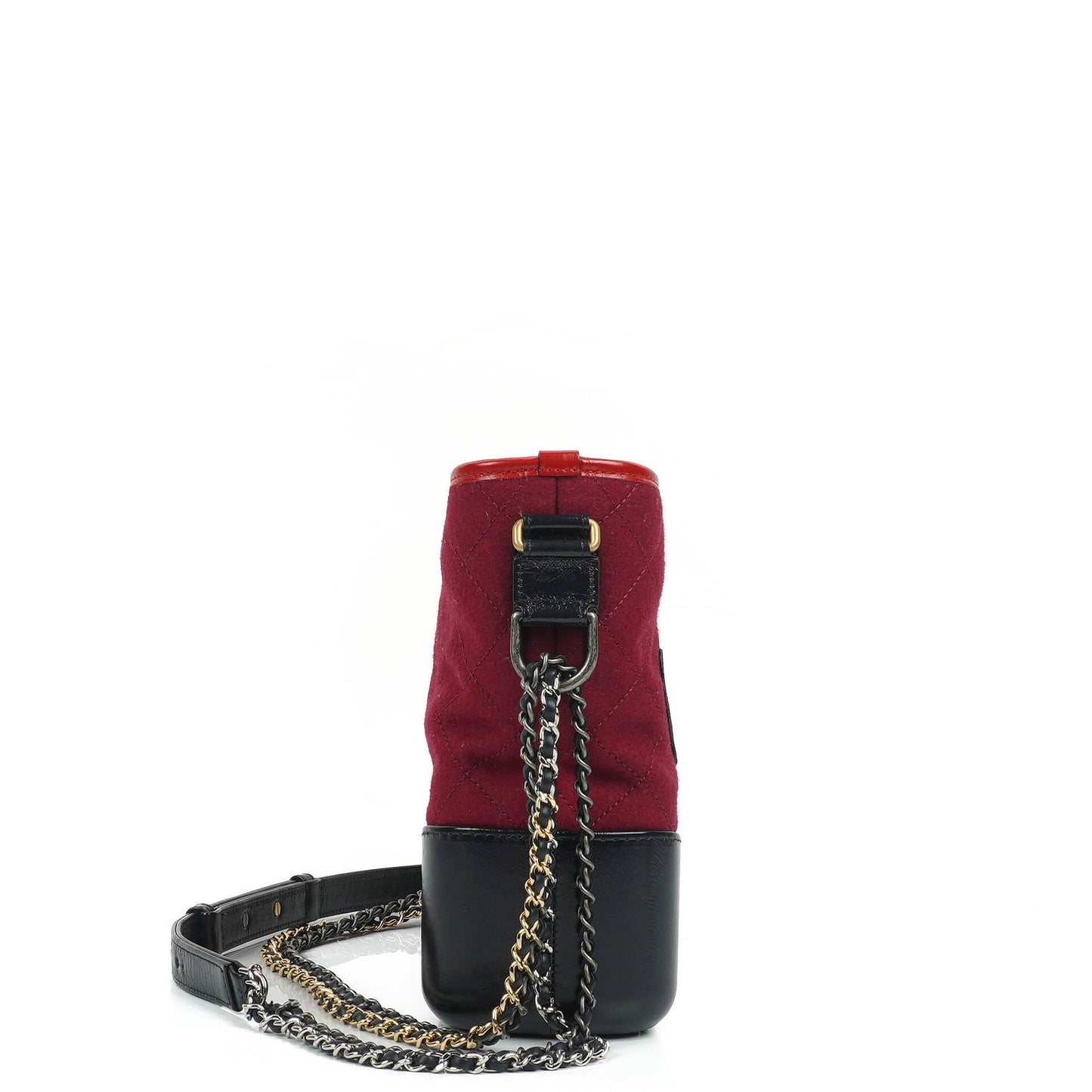 Chanel Medium Gabrielle Hobo Burgundy Quilted Felt And Navy Calfskin Bag With Gold-Tone, Silver And Aged Silver Hardware