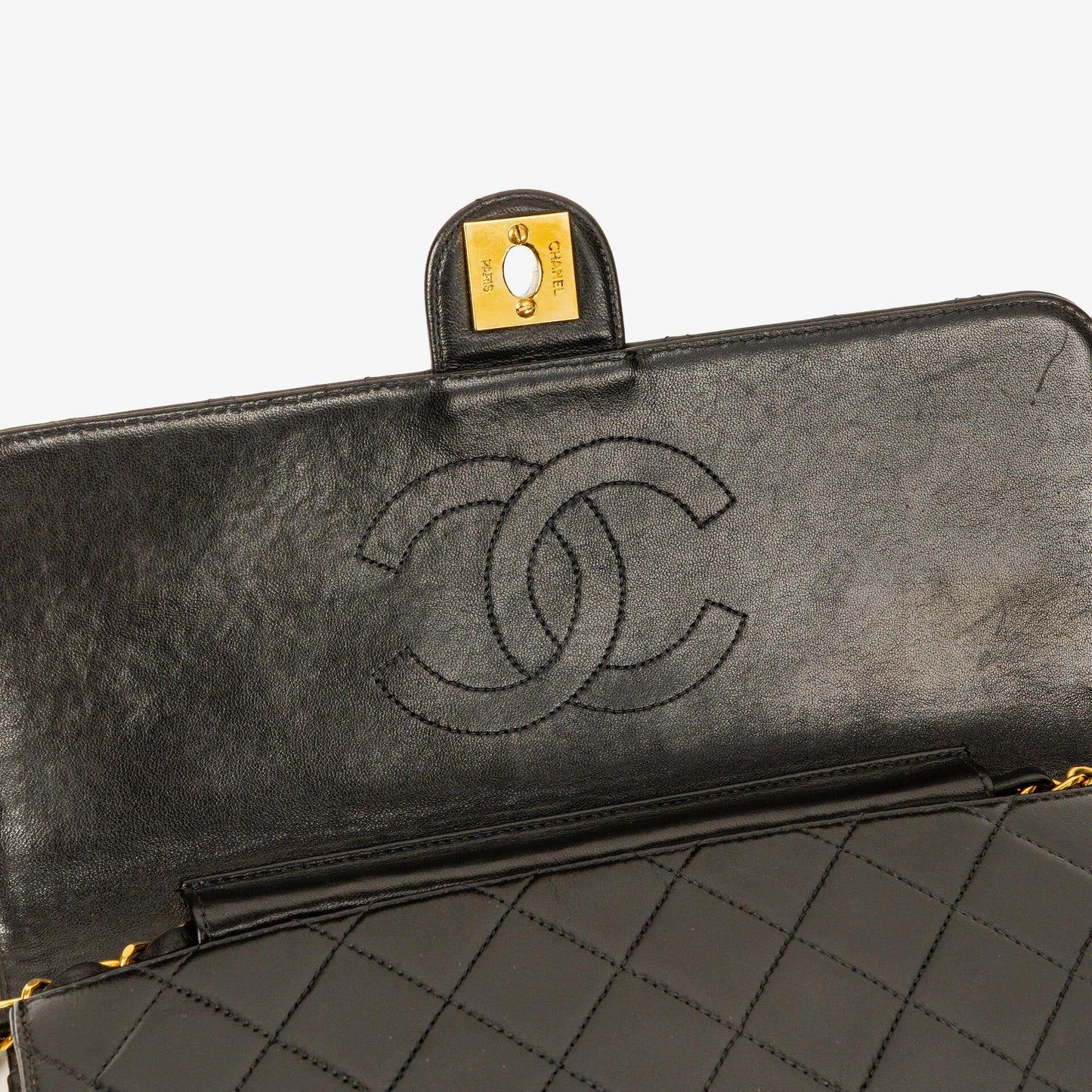 Chanel Medium Single Flap Bag Black Quilted Lambskin With Gold-Tone Hardware