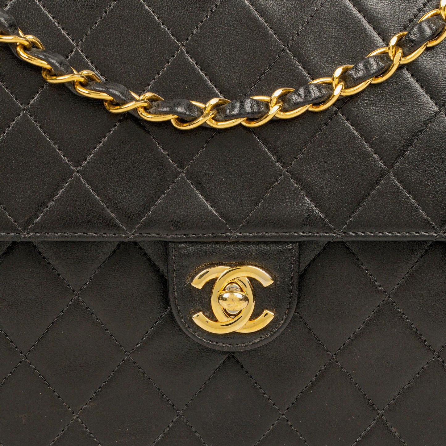 Chanel Medium Single Flap Bag Black Quilted Lambskin With Gold-Tone Hardware