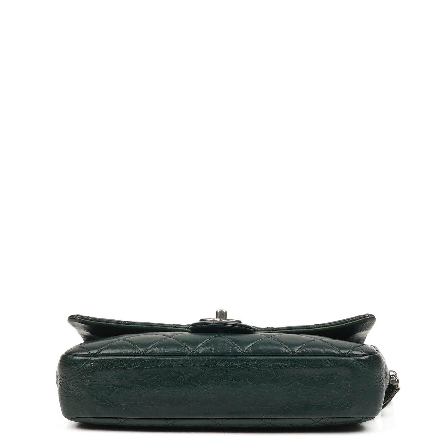Chanel Medium Single Flap Bag Due Color Green Quilted Glazed Calfskin Ruthenium Hardware