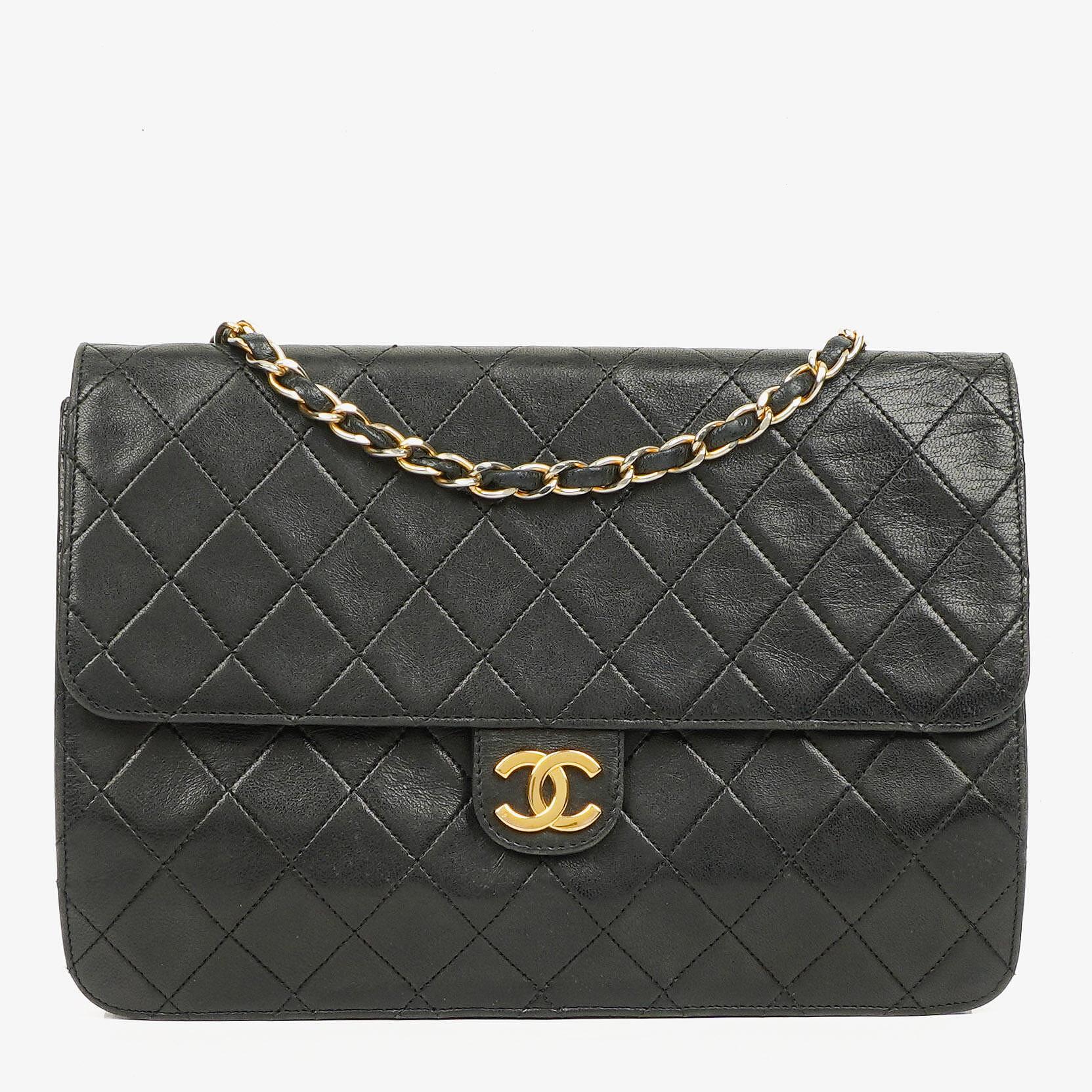 Chanel Meduim Classic Single Flap Bag Black Quilted Lambskin With 24K Gold-Plated Hardware
