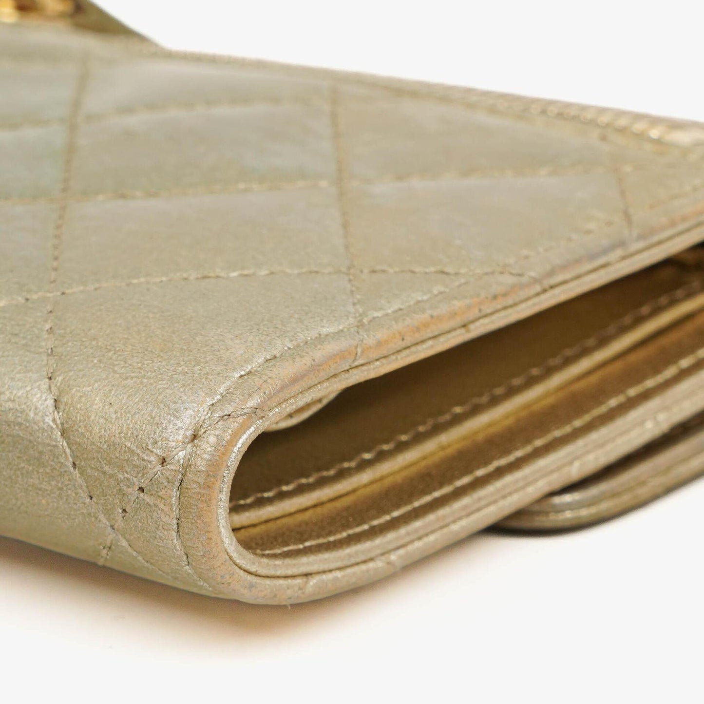 Chanel Metallic Quilted Leather Mini Flap Wallet