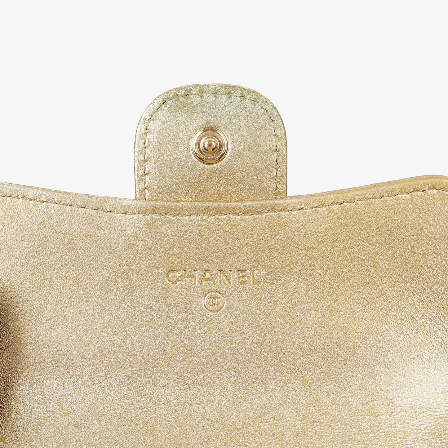Chanel Metallic Quilted Leather Mini Flap Wallet