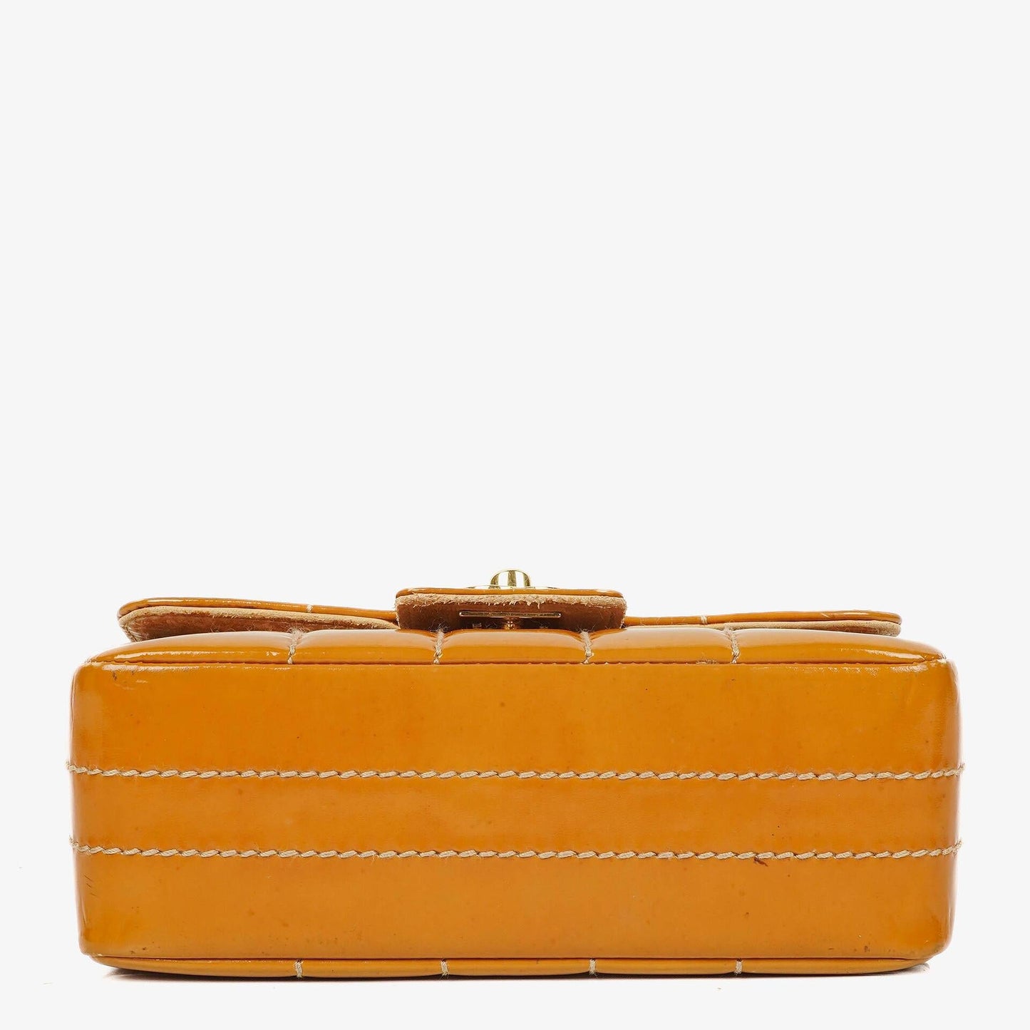 Chanel Mini Chocolate Bar Qulted Patent Leather Flap Bag With 24K Gold-Plated Hardware