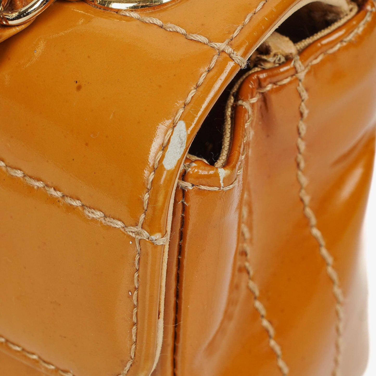 Chanel Mini Chocolate Bar Qulted Patent Leather Flap Bag With 24K Gold-Plated Hardware