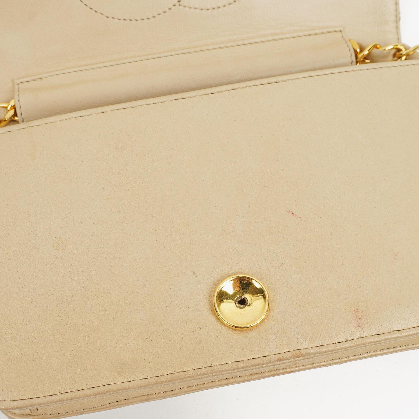 Chanel Mini Classic Beige Quilted Lambskin Full Flap Wallet On Chain WOC With 24K Gold-Plated Hardware