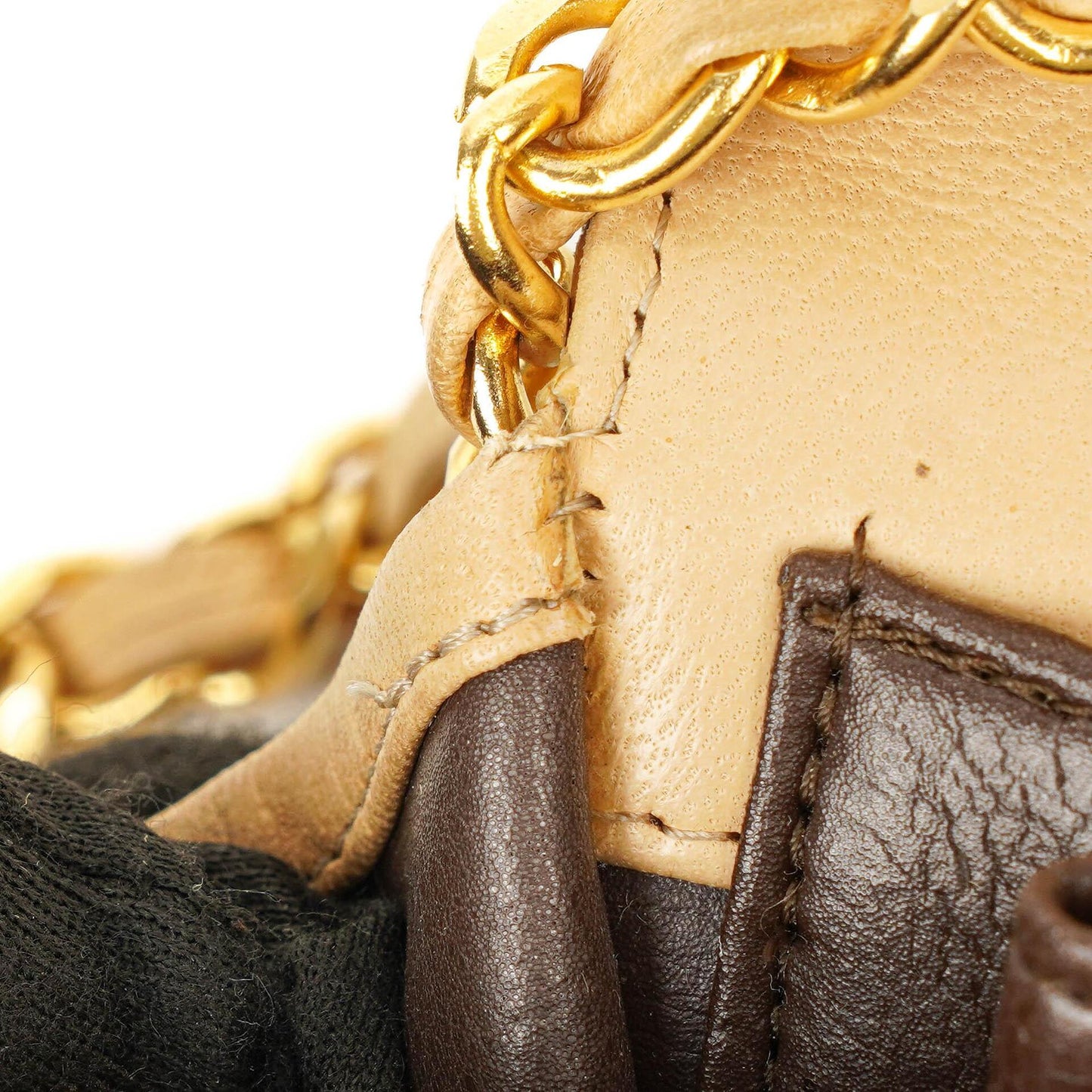 Chanel Mini Classic Biege Quilted Lambskin Full Flap Wallet On Chain WOC With 24K Gold-Plated Hardware