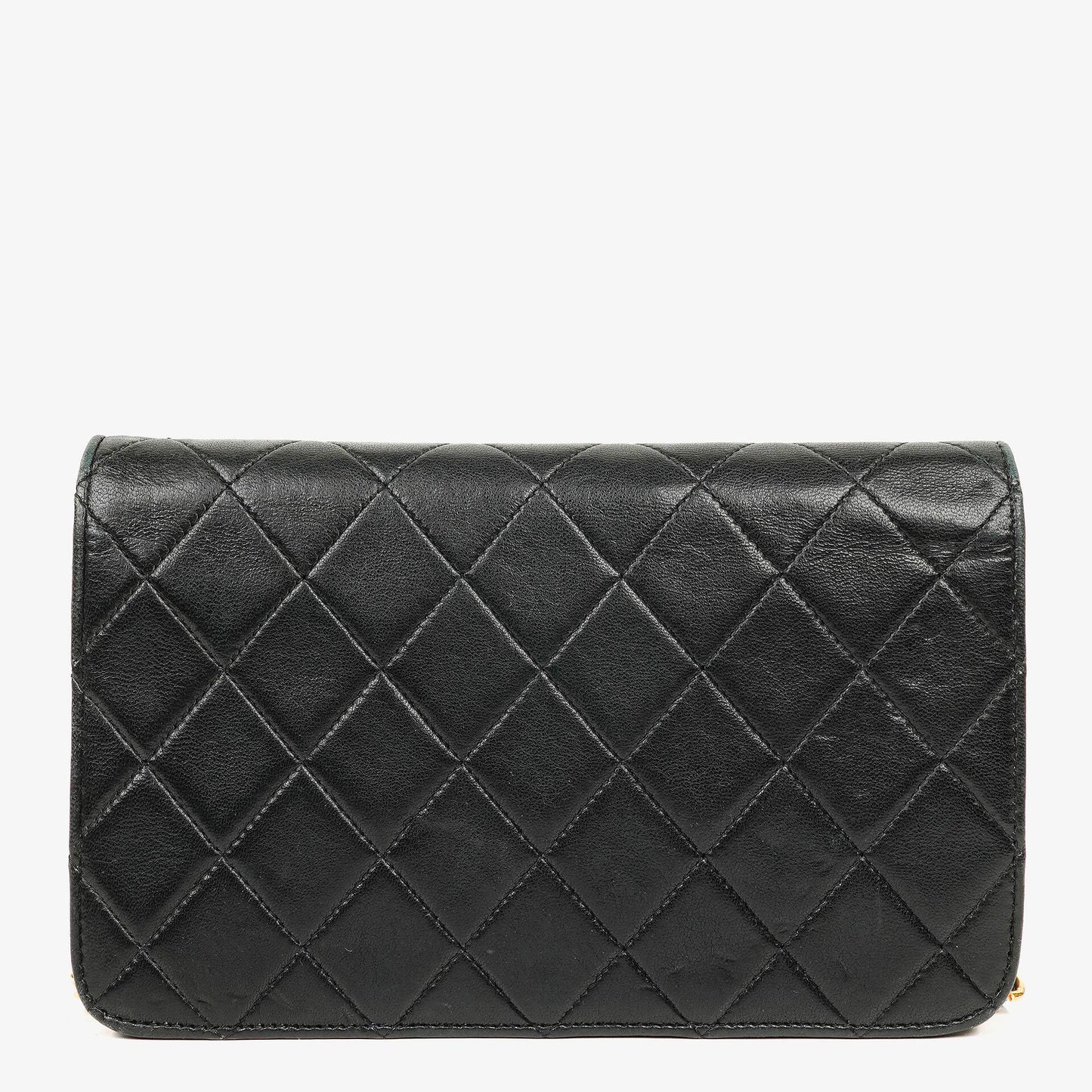 Chanel Mini Classic Black Quilted Lambskin Full Flap Wallet On Chain WOC With 24K Gold-Plated Hardware