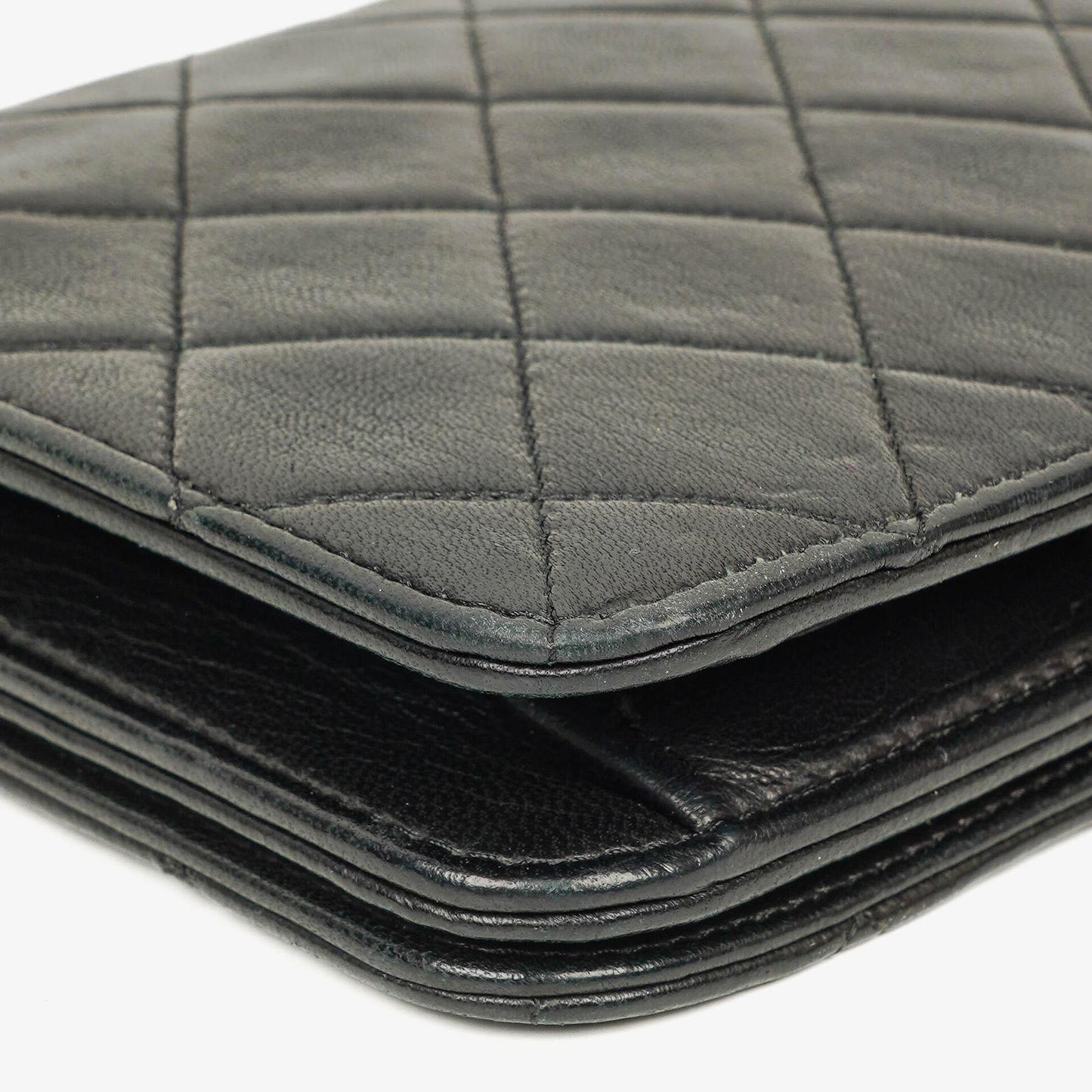 Chanel Mini Classic Black Quilted Lambskin Full Flap Wallet On Chain WOC With 24K Gold-Plated Hardware