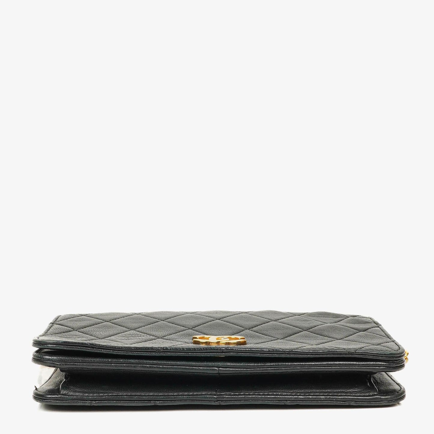 Chanel Mini Classic Black Quilted Lambskin Full Flap Wallet On Chain WOC With 24K Gold-Plated Hardware