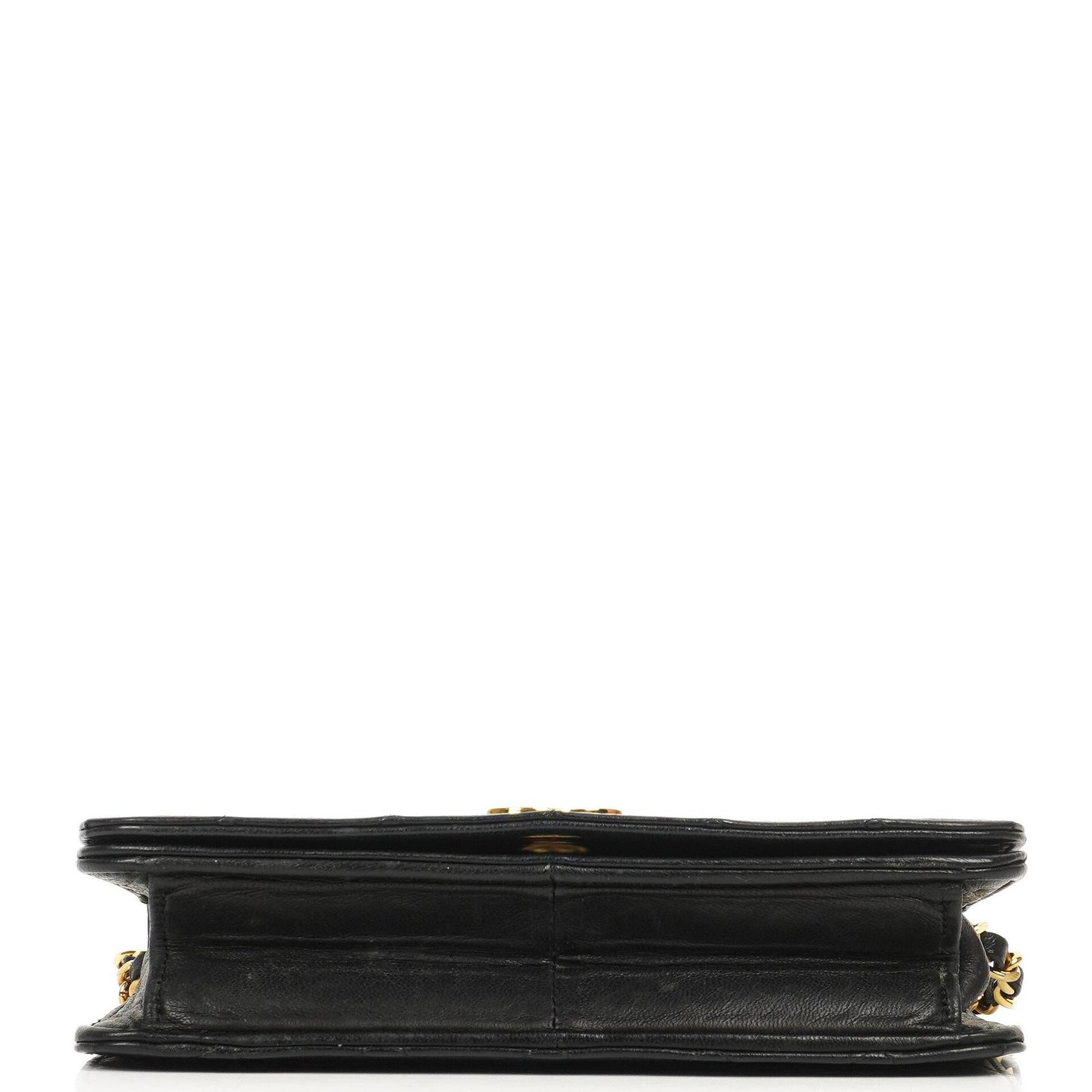 Chanel Mini Classic Black Quilted Lambskin Leather Full Flap Wallet On Chain WOC With 24K Gold-Plated Hardware