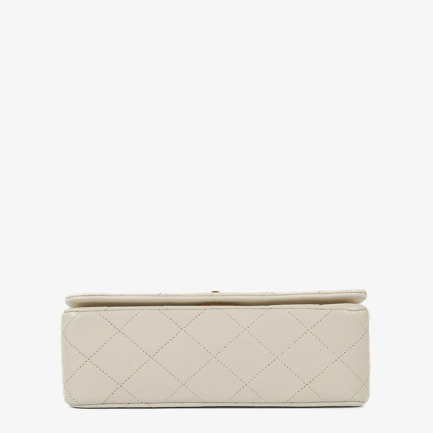 Chanel Mini Classic White Quilted Lambskin Full Flap Wallet On Chain WOC With 24K Gold-Plated Hardware