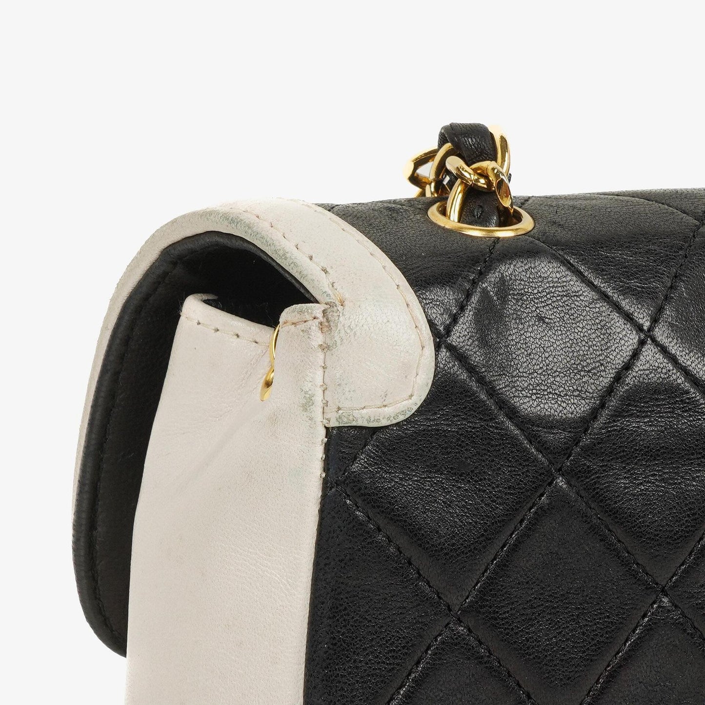 Chanel Mini Diana Flap Bag Black And White Quilted Lambskin 24K Gold-Plated Hardware