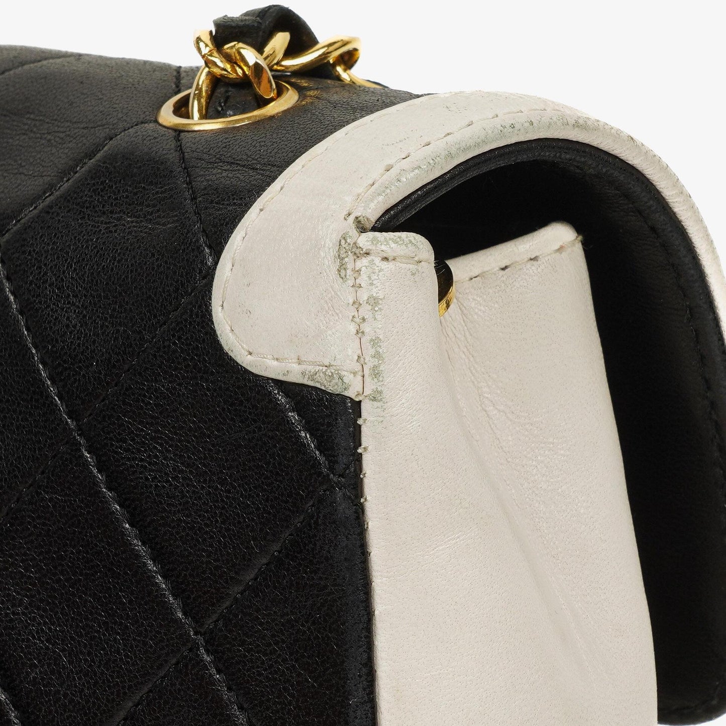 Chanel Mini Diana Flap Bag Black And White Quilted Lambskin 24K Gold-Plated Hardware