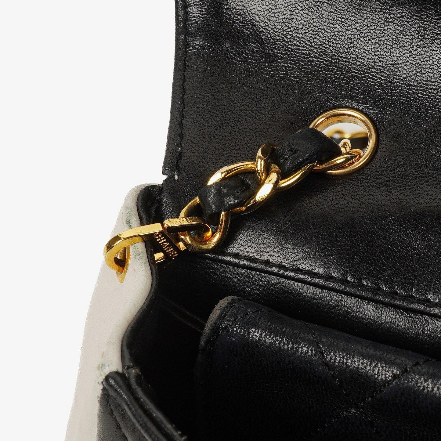 Chanel Mini Diana Flap Bag Black And White Quilted Lambskin 24K Gold-Plated Hardware