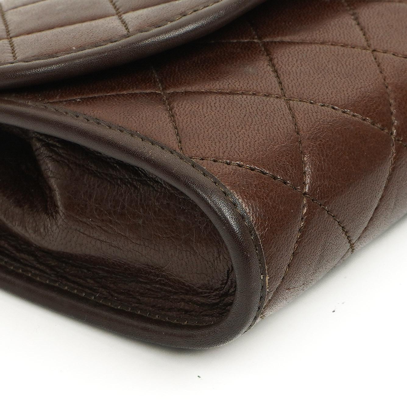 Chanel Mini Flap Bag Brown Quilted Lambskin With 24K Gold-Plated Hardware