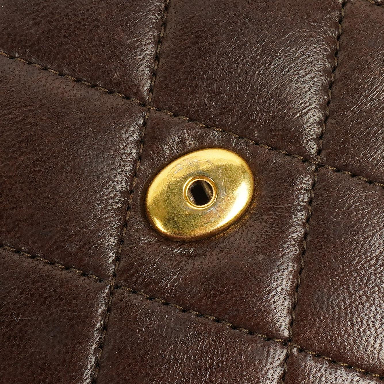 Chanel Mini Flap Bag Brown Quilted Lambskin With 24K Gold-Plated Hardware