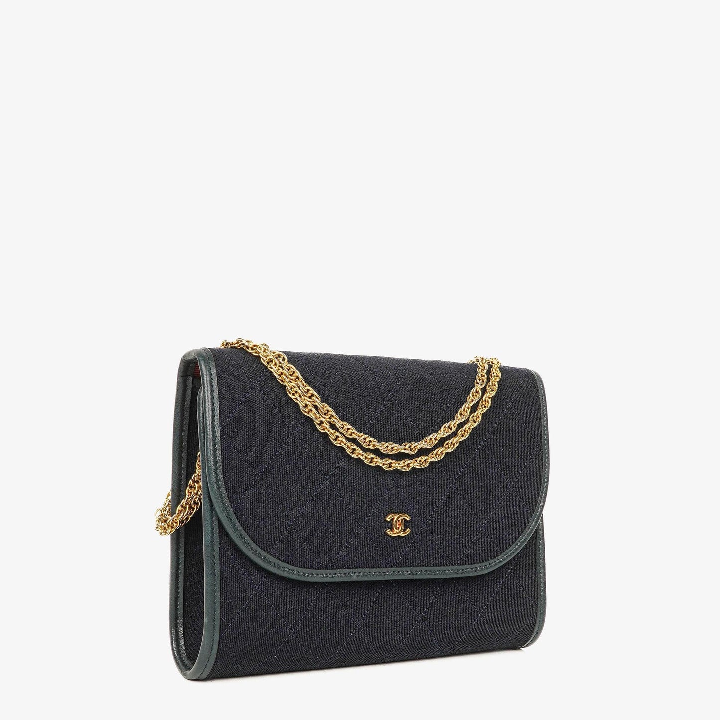Chanel Mini Flap Navy Jersey With 24K Gold-Plated Hardware