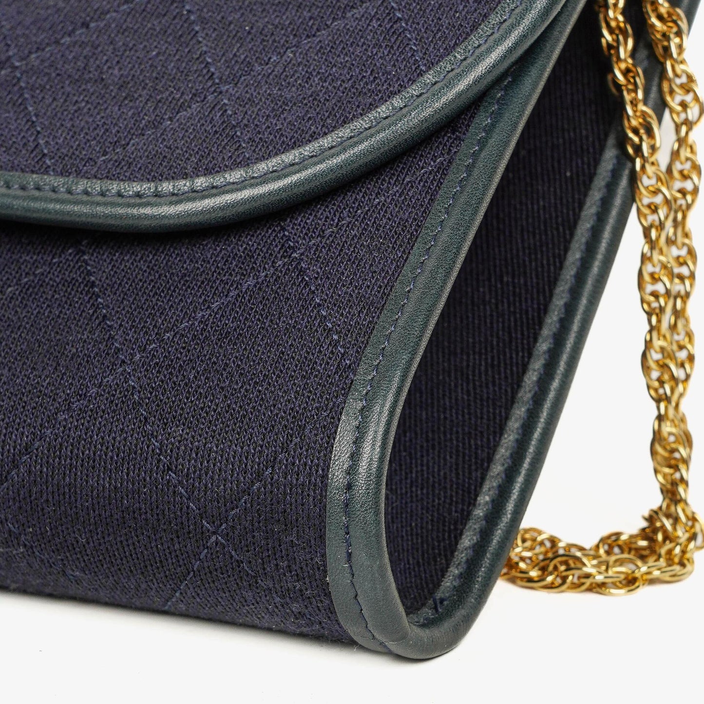 Chanel Mini Flap Navy Jersey With 24K Gold-Plated Hardware