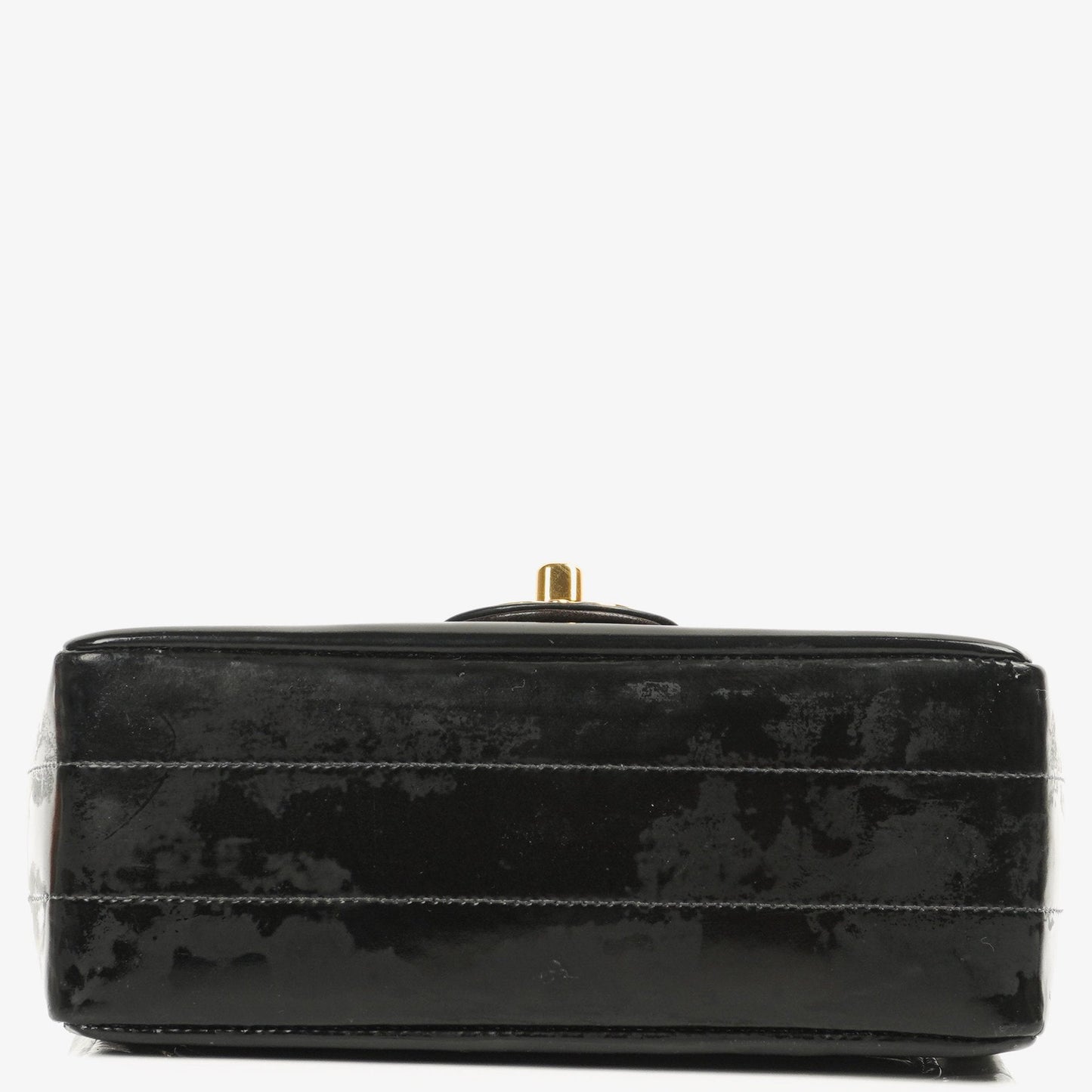 Chanel Mini Flap Square Bag in Black Horizontal Quilted Patent Leather with 24K Gold-Plated Hardware