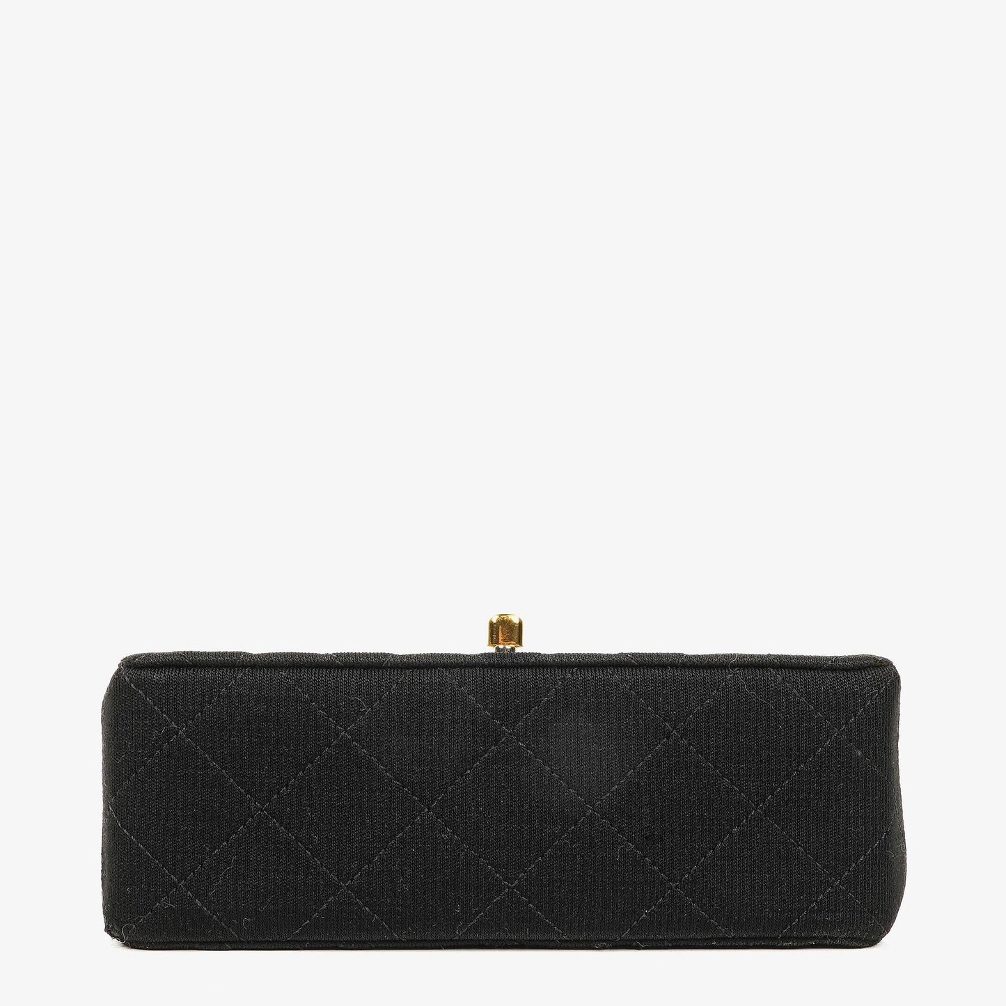Chanel Mini Quilted Square Jersey Black Flap Bag With 24K Gold-Plated Hardware