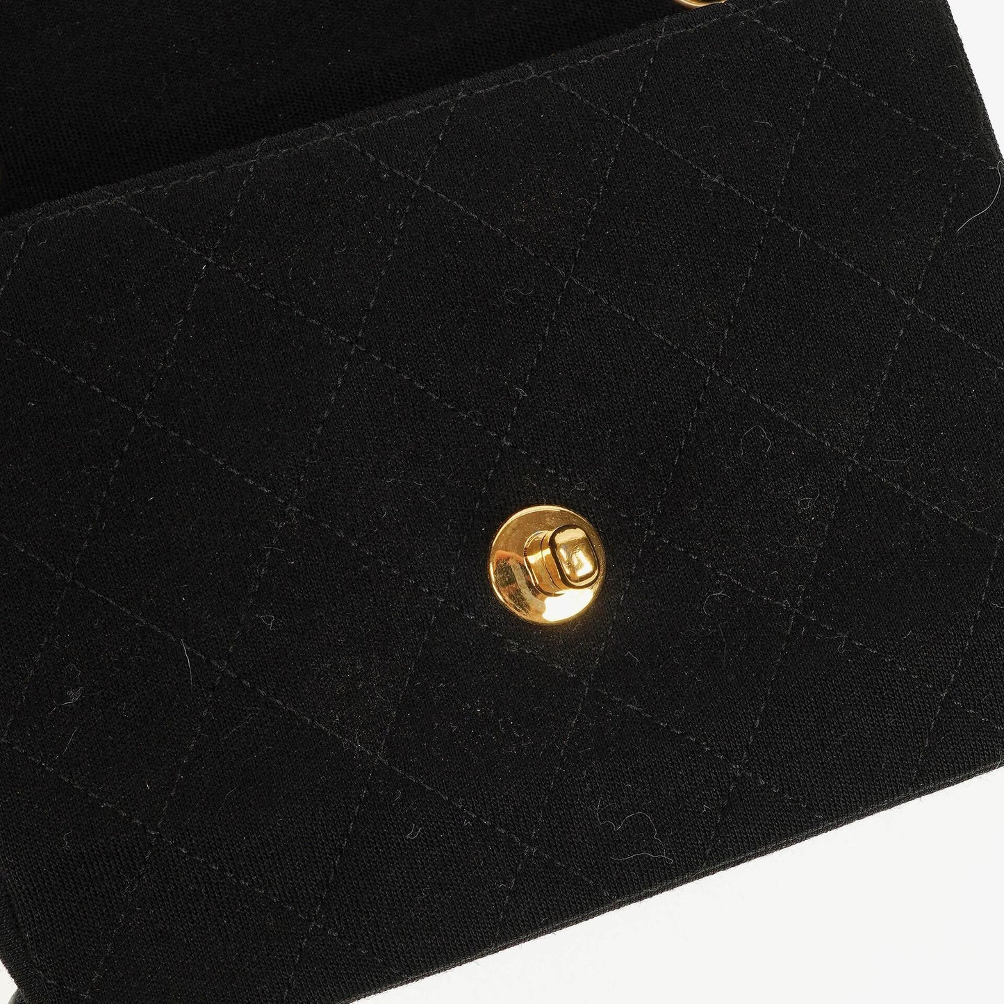 Chanel Mini Quilted Square Jersey Black Flap Bag With 24K Gold-Plated Hardware
