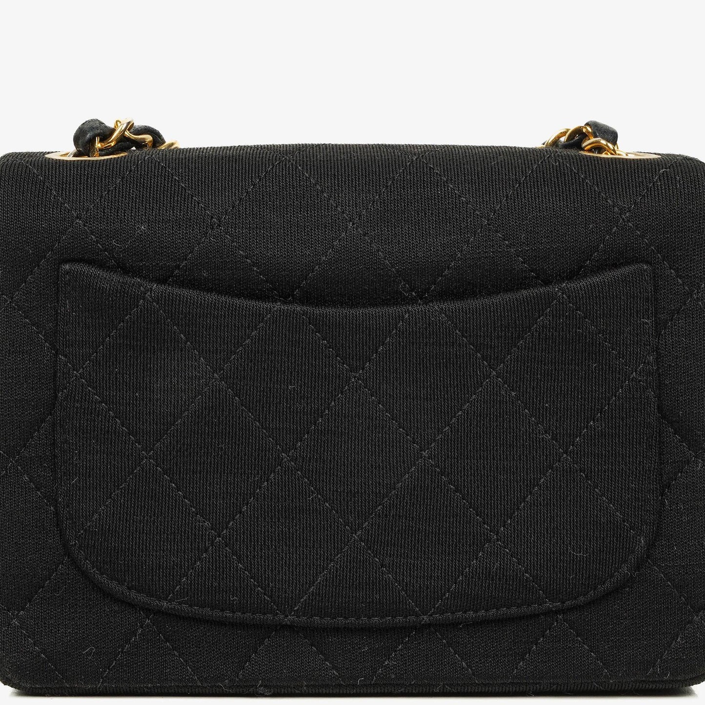 Chanel Mini Quilted Square Jersey Black Flap Bag With 24K Gold-Plated Hardware