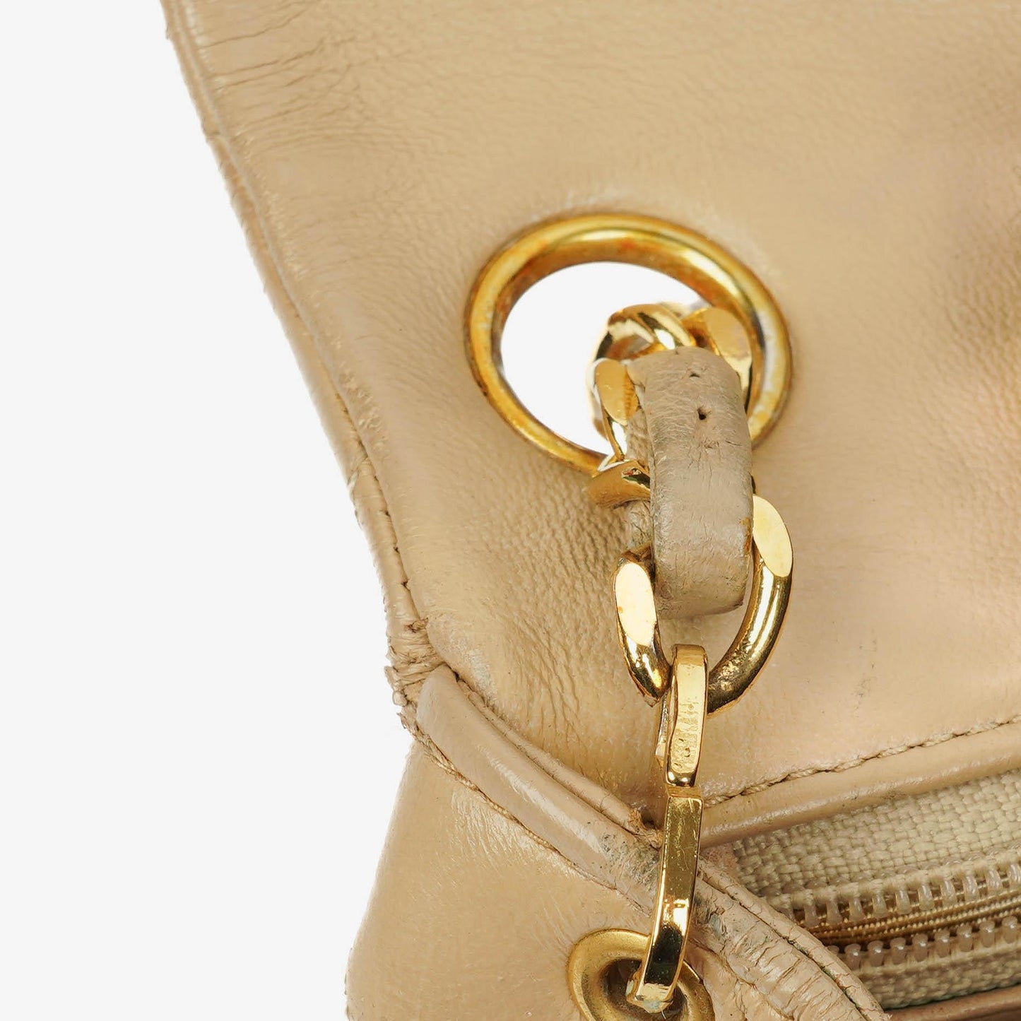 Chanel Mini Quilted Square Leather Beige Flap Bag With 24K Gold-Plated Hardware
