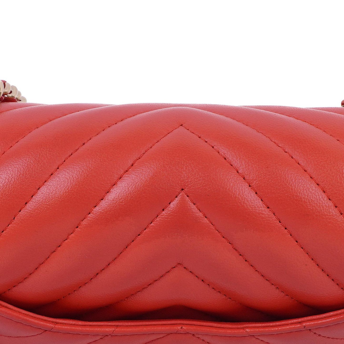 Chanel Mini Rectangular Classic Single Flap Bag Coral Chevron Quilted Lambskin With Gold-Tone Hardware