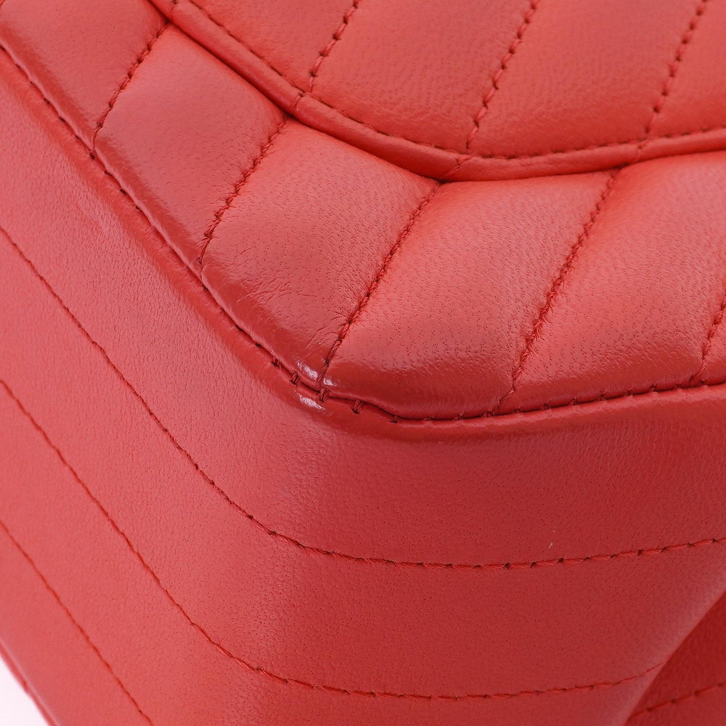 Chanel Mini Rectangular Classic Single Flap Bag Coral Chevron Quilted Lambskin With Gold-Tone Hardware