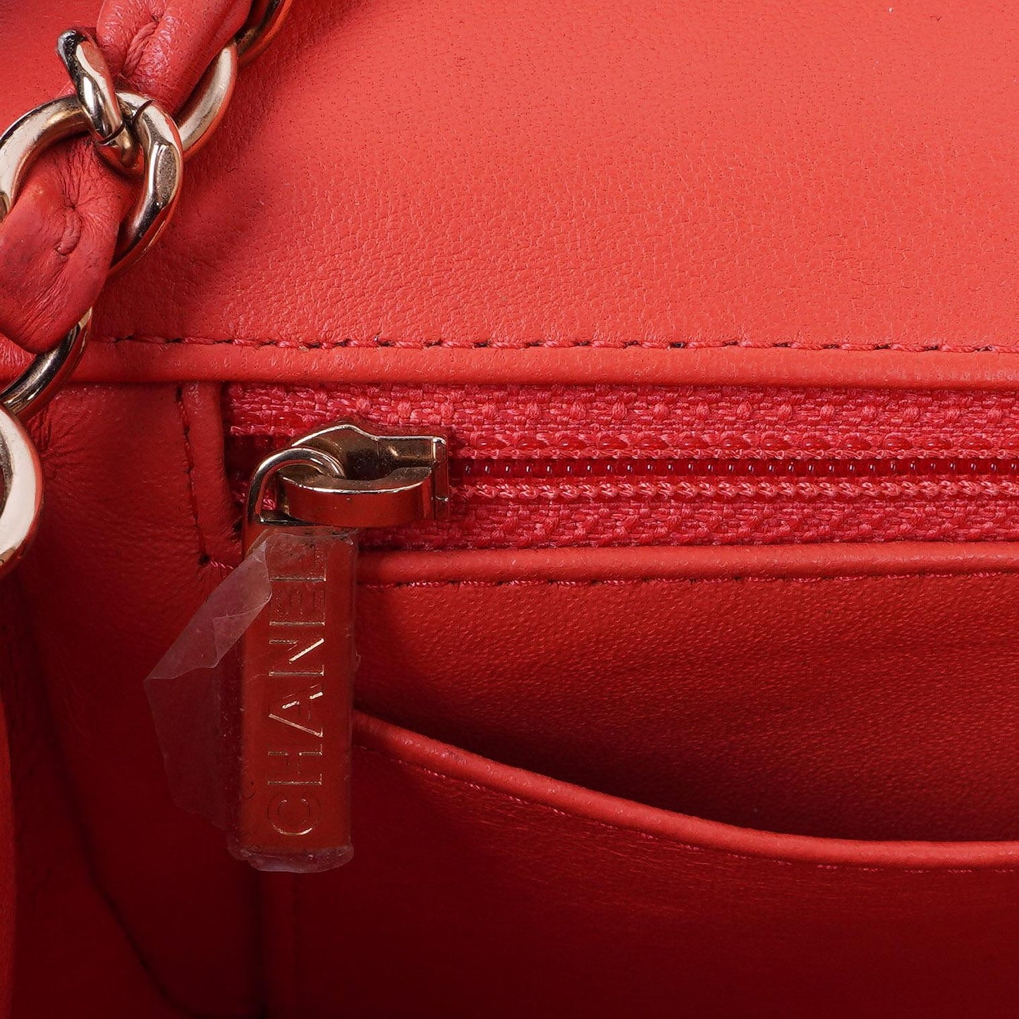 Chanel Mini Rectangular Classic Single Flap Bag Coral Chevron Quilted Lambskin With Gold-Tone Hardware
