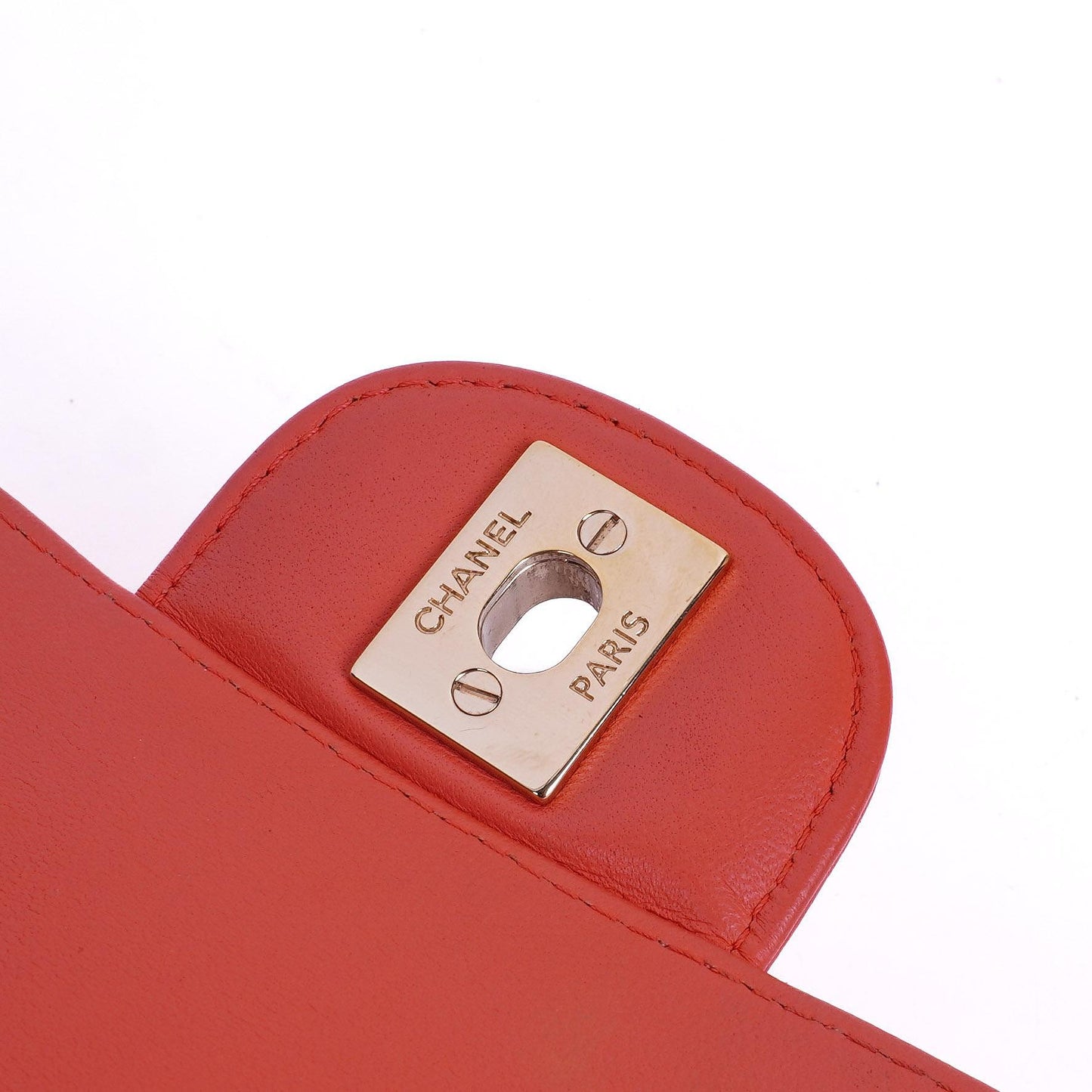 Chanel Mini Rectangular Classic Single Flap Bag Coral Chevron Quilted Lambskin With Gold-Tone Hardware