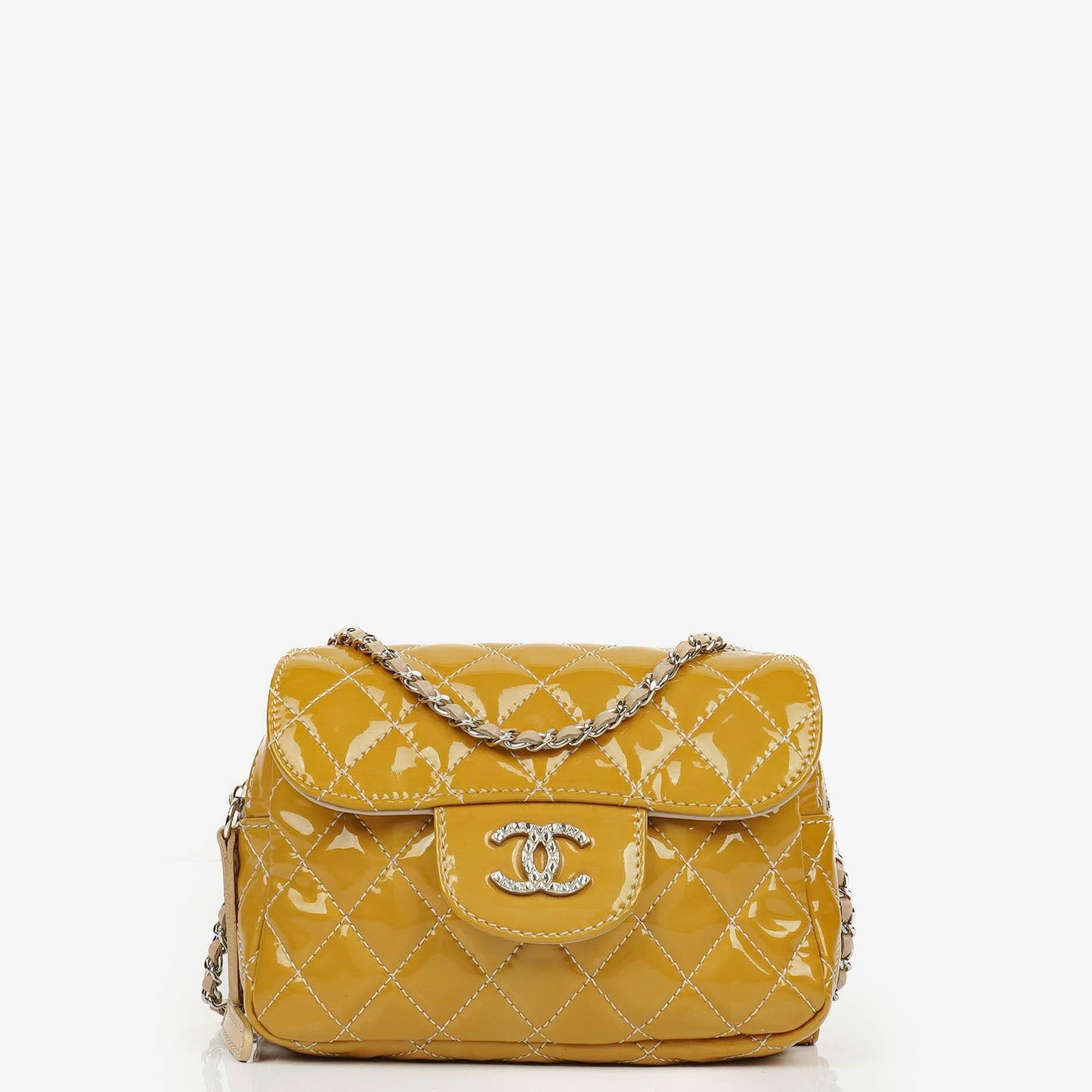 Chanel Mini Rectangular Double-Sided Flap Bag In Quilted Patent Leather