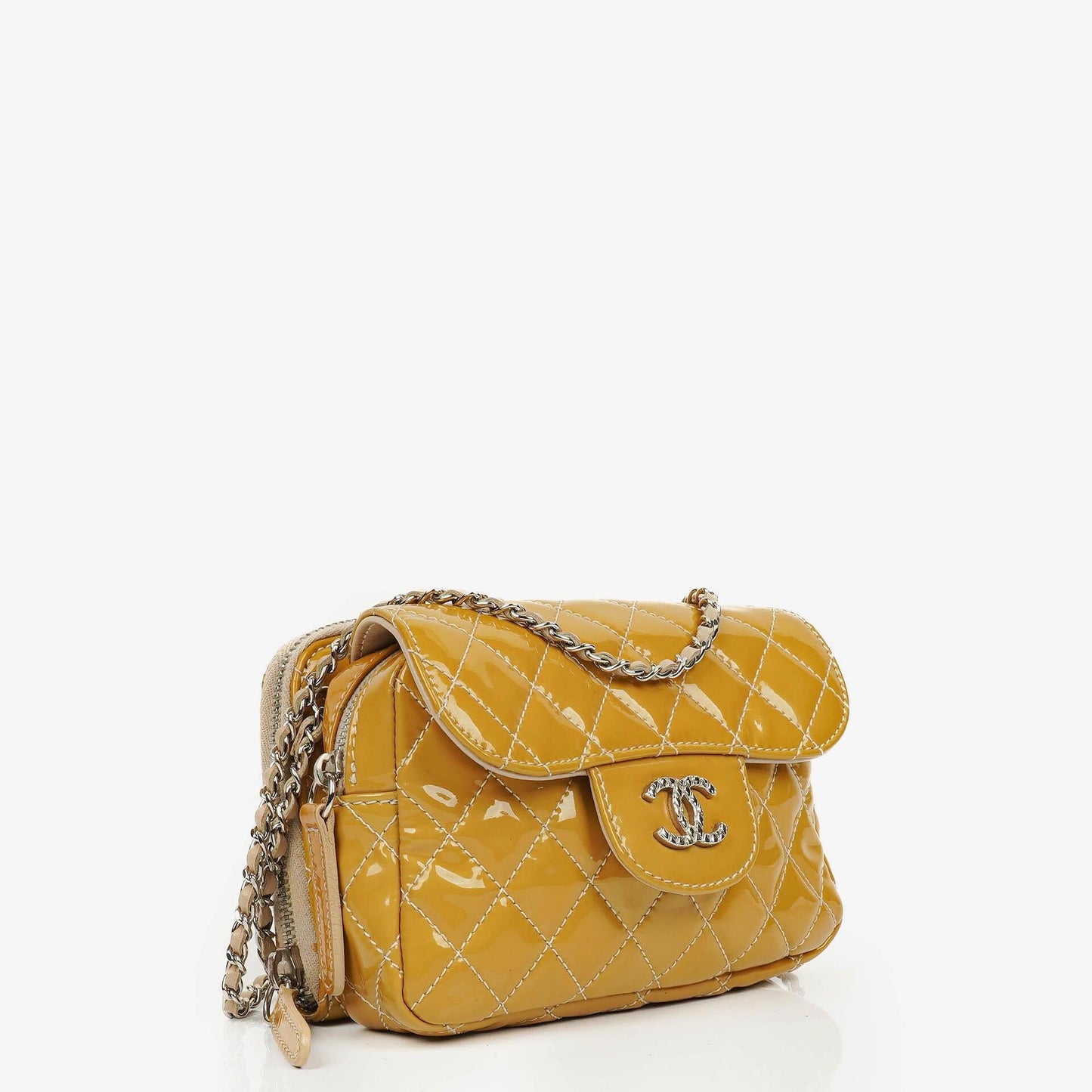 Chanel Mini Rectangular Double-Sided Flap Bag In Quilted Patent Leather