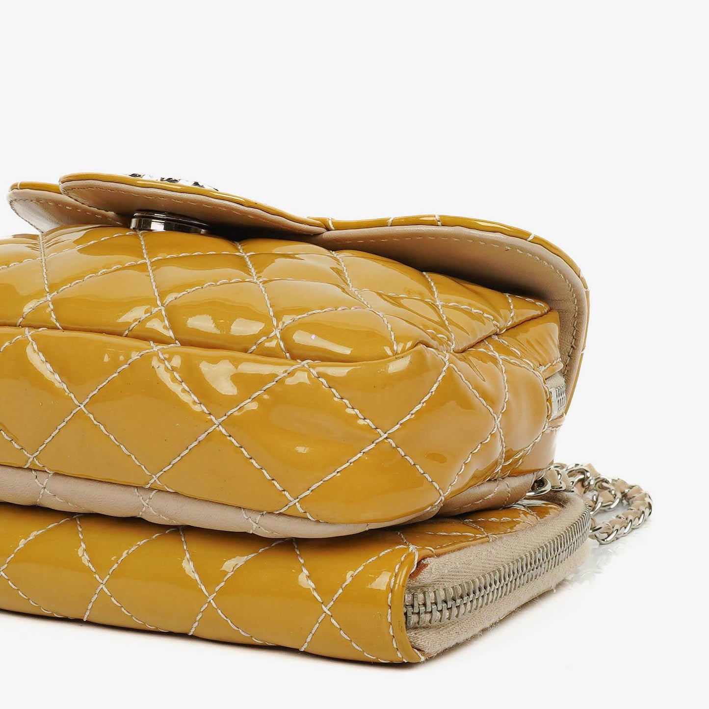 Chanel Mini Rectangular Double-Sided Flap Bag In Quilted Patent Leather